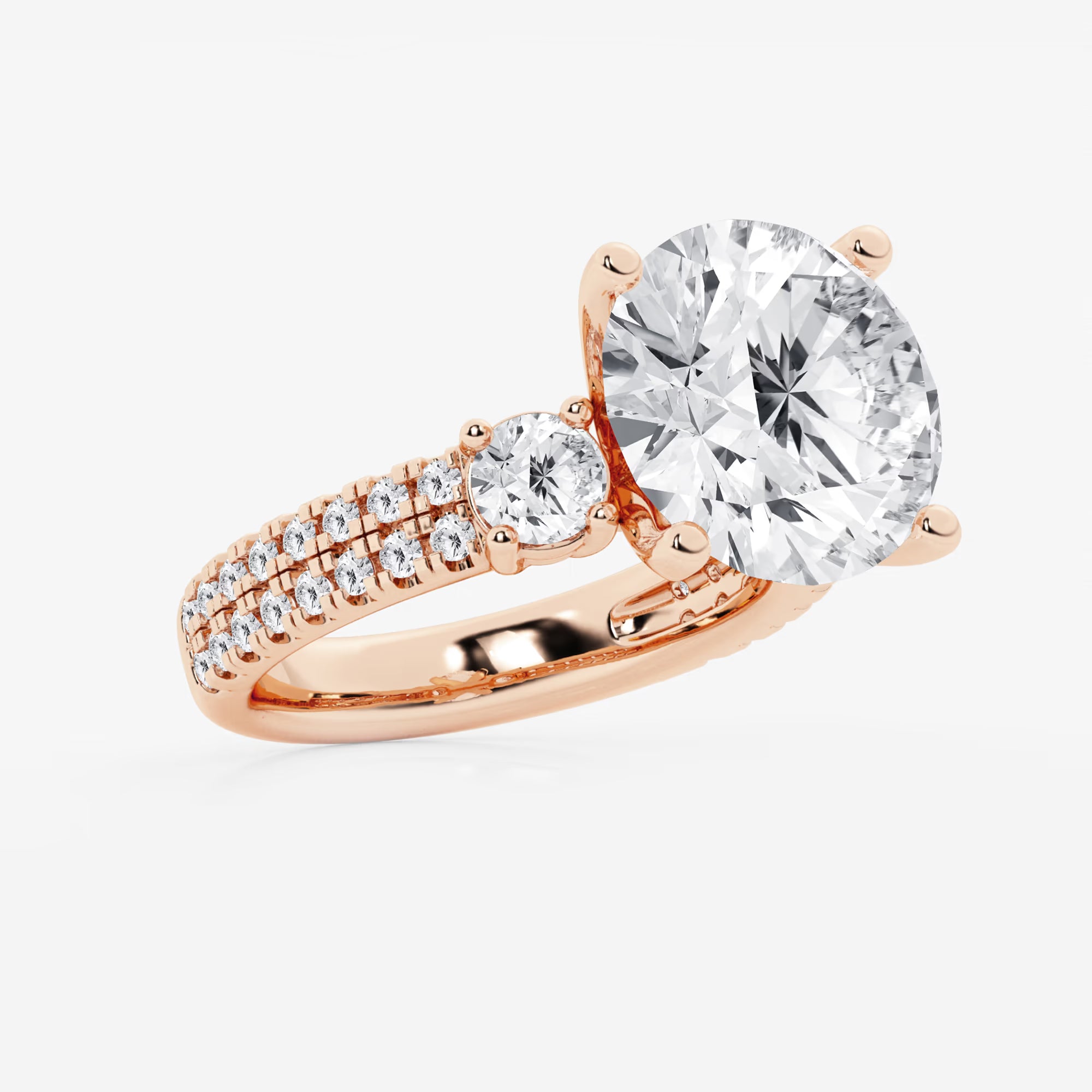 Pavé Eternity Bridal Set in White Gold with Round Brilliant Center Stone