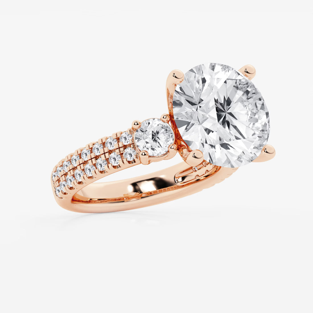 Pavé Eternity Bridal Set in White Gold with Round Brilliant Center Stone