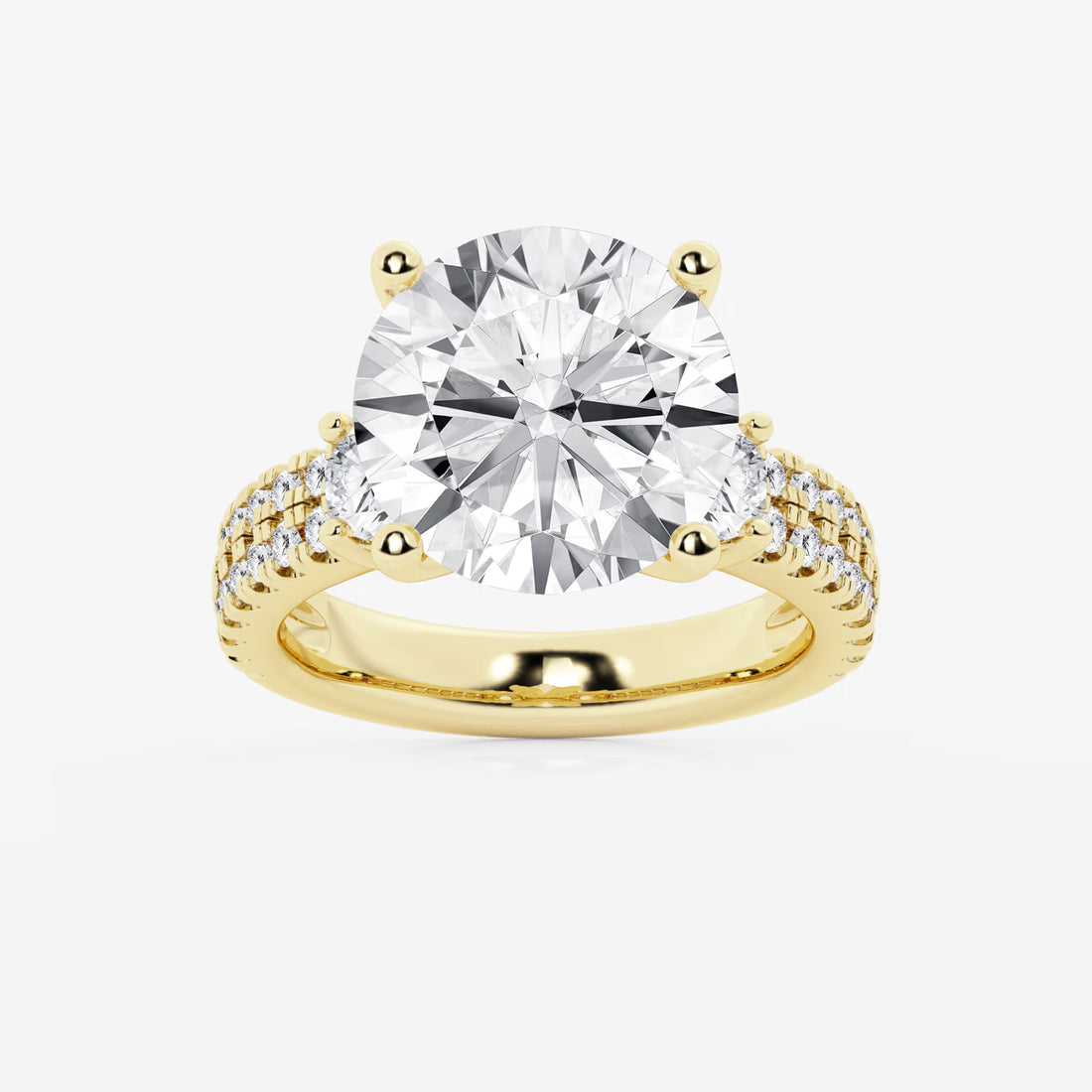 Pavé Eternity Bridal Set in White Gold with Round Brilliant Center Stone