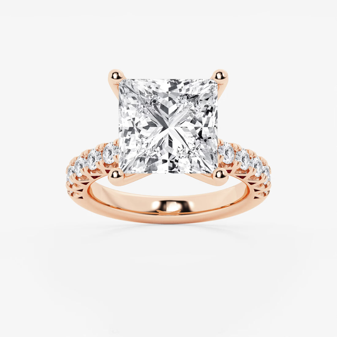 Princess Cut Engagement Ring with Vintage-Inspired Scalloped Band