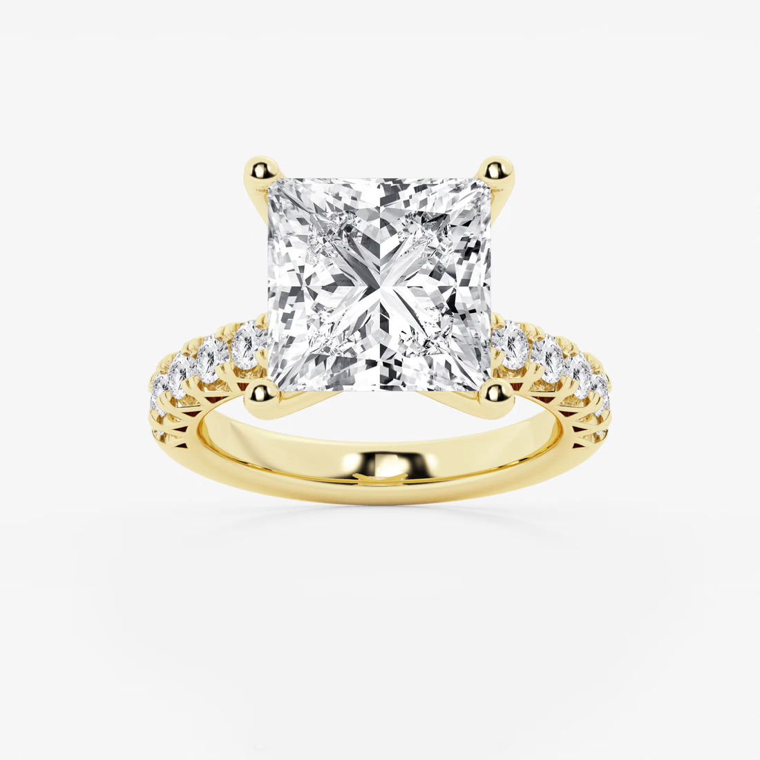 Princess Cut Engagement Ring with Vintage-Inspired Scalloped Band