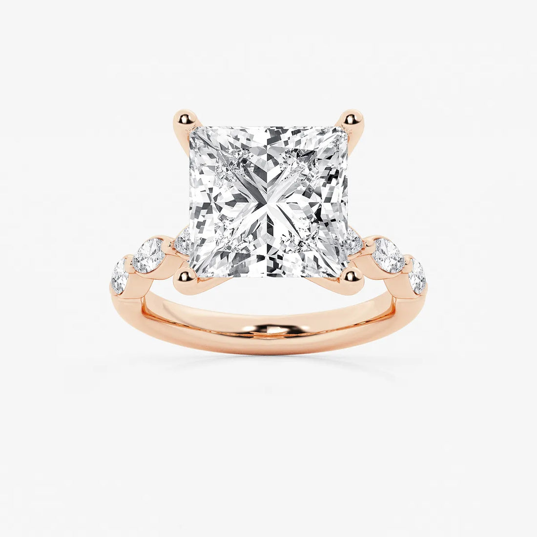 Princess Cut Lab Diamond Engagement Ring | Floating Round Diamond Band