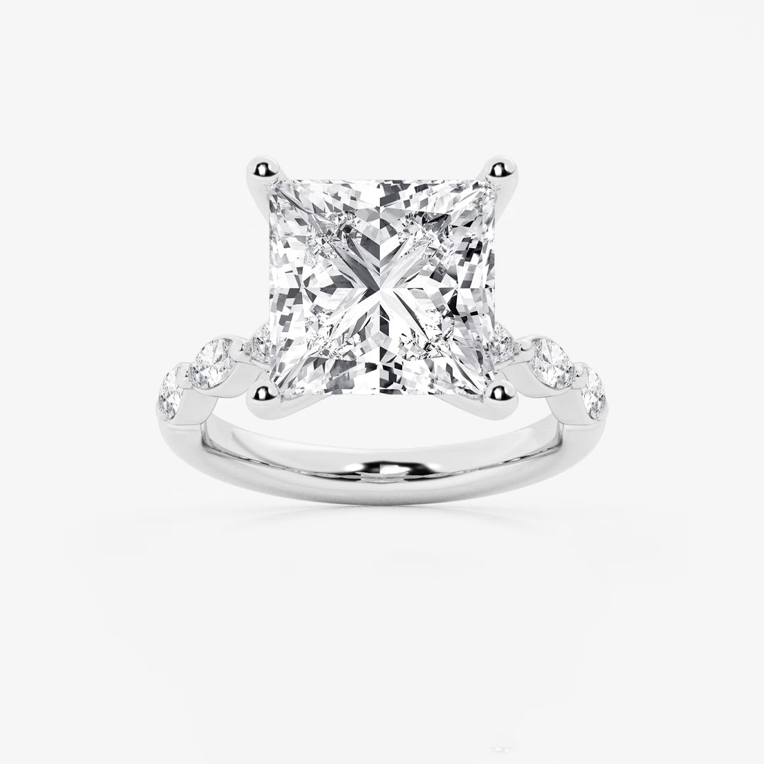 Princess Cut Lab Diamond Engagement Ring | Floating Round Diamond Band