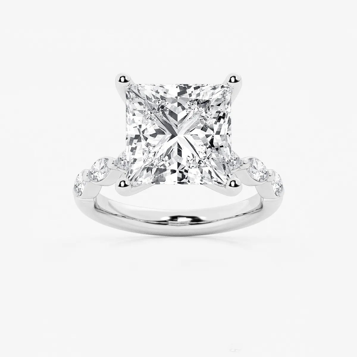 Princess Cut Lab Diamond Engagement Ring | Floating Round Diamond Band