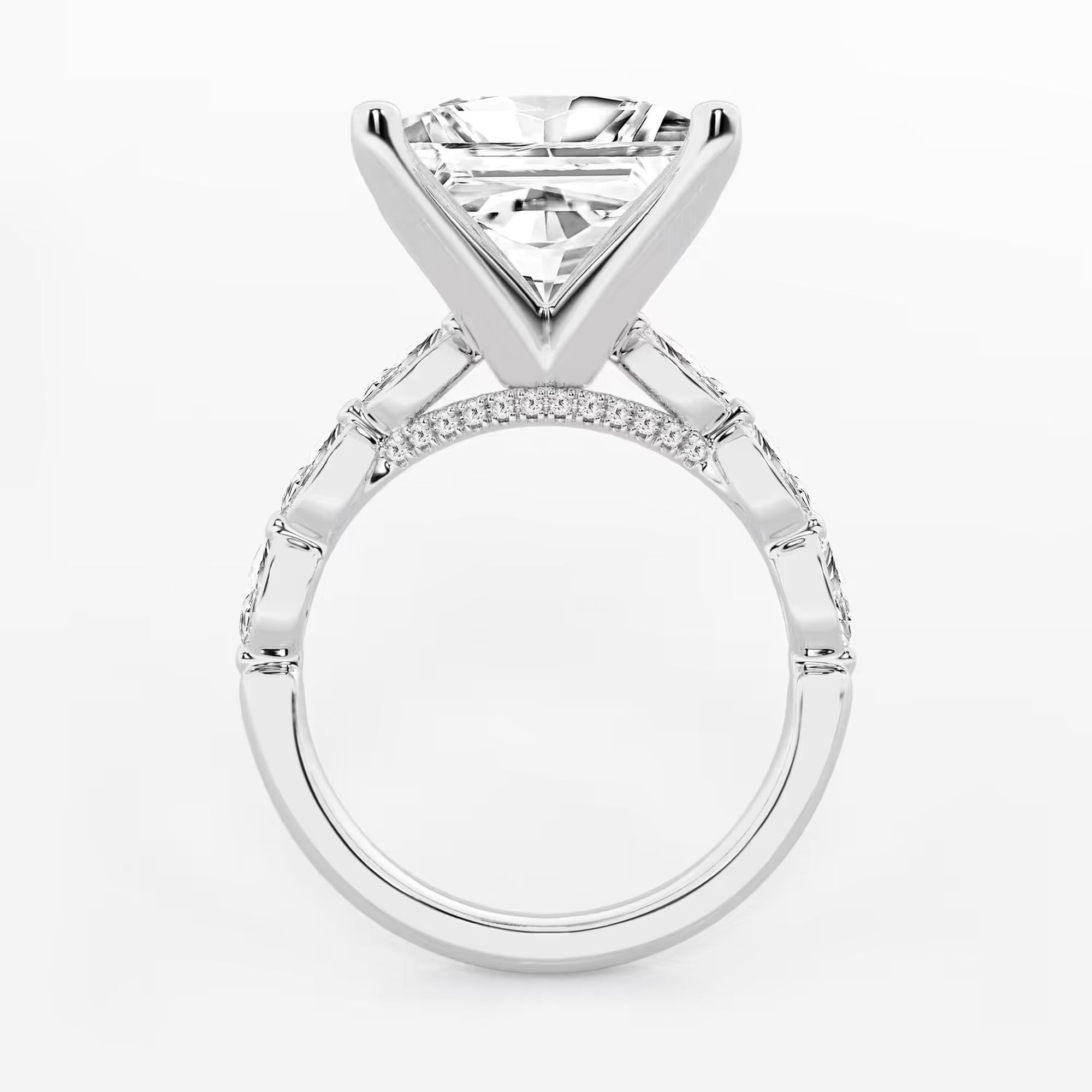 Princess Cut Lab Diamond Engagement Ring | Floating Round Diamond Band