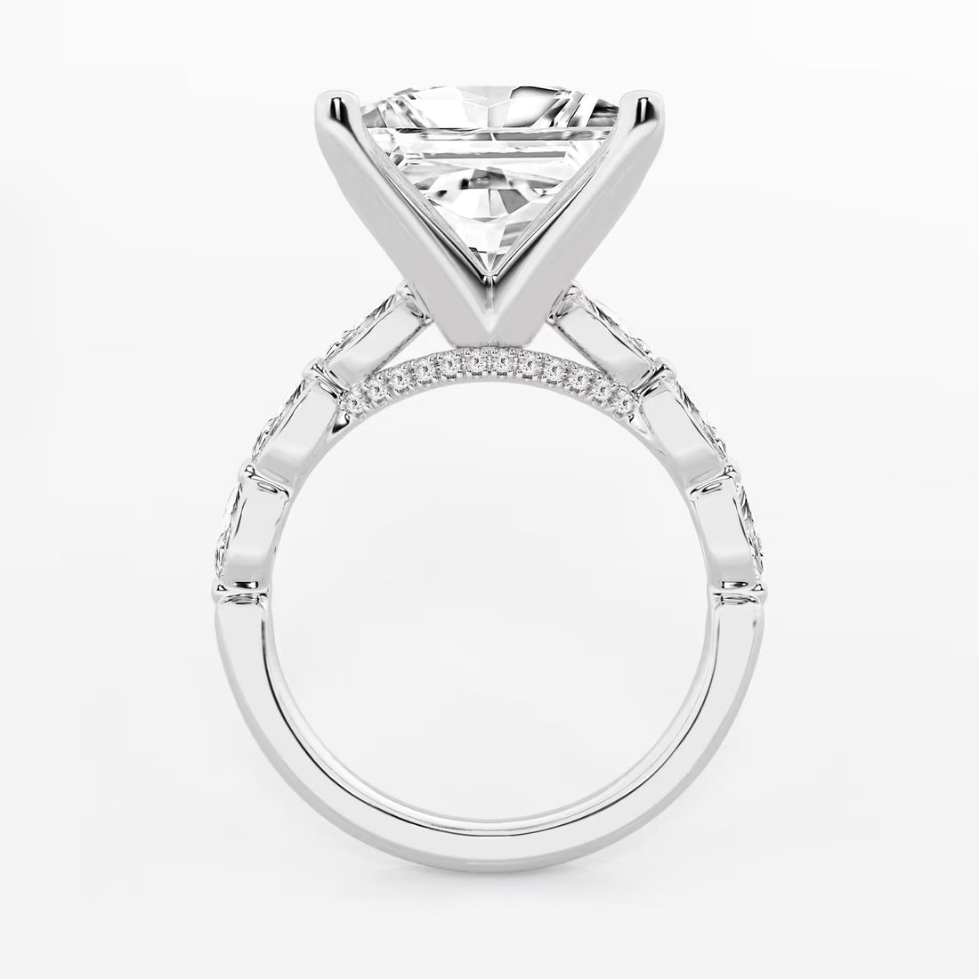 Princess Cut Lab Diamond Engagement Ring | Floating Round Diamond Band