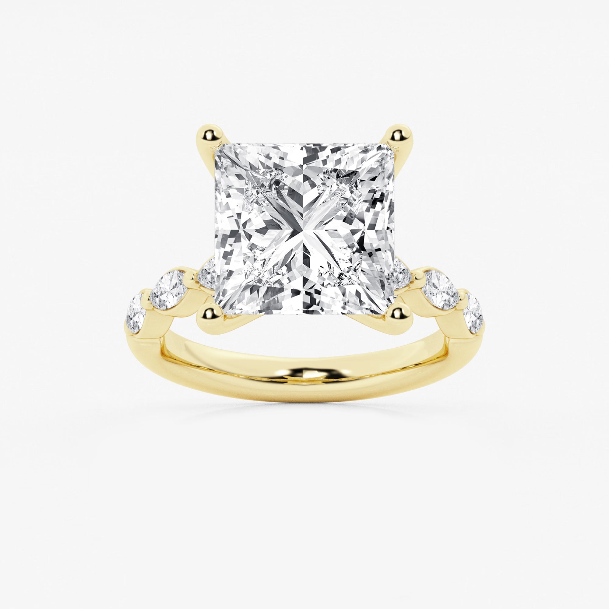 Princess Cut Lab Diamond Engagement Ring | Floating Round Diamond Band