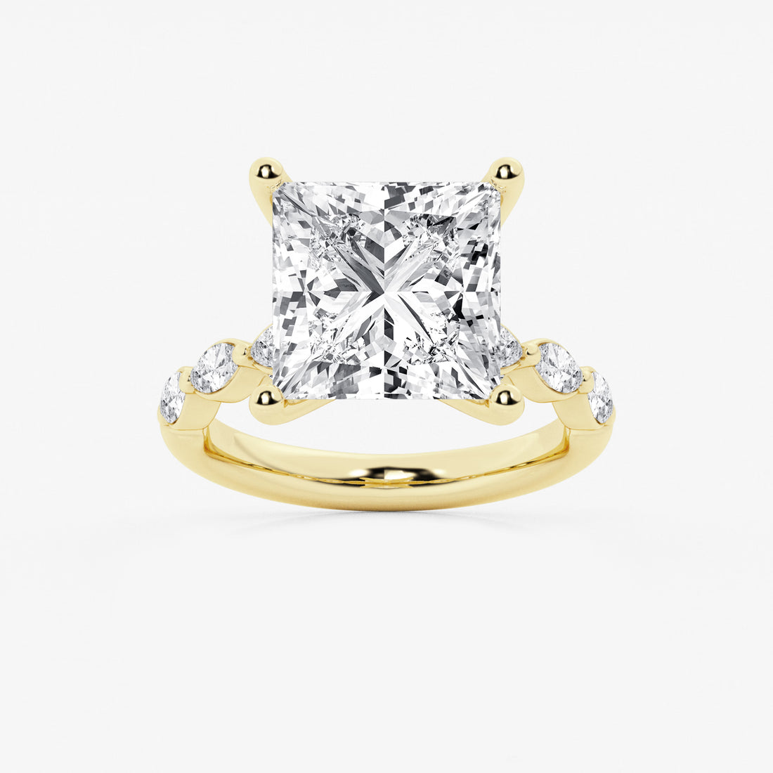 Princess Cut Lab Diamond Engagement Ring | Floating Round Diamond Band