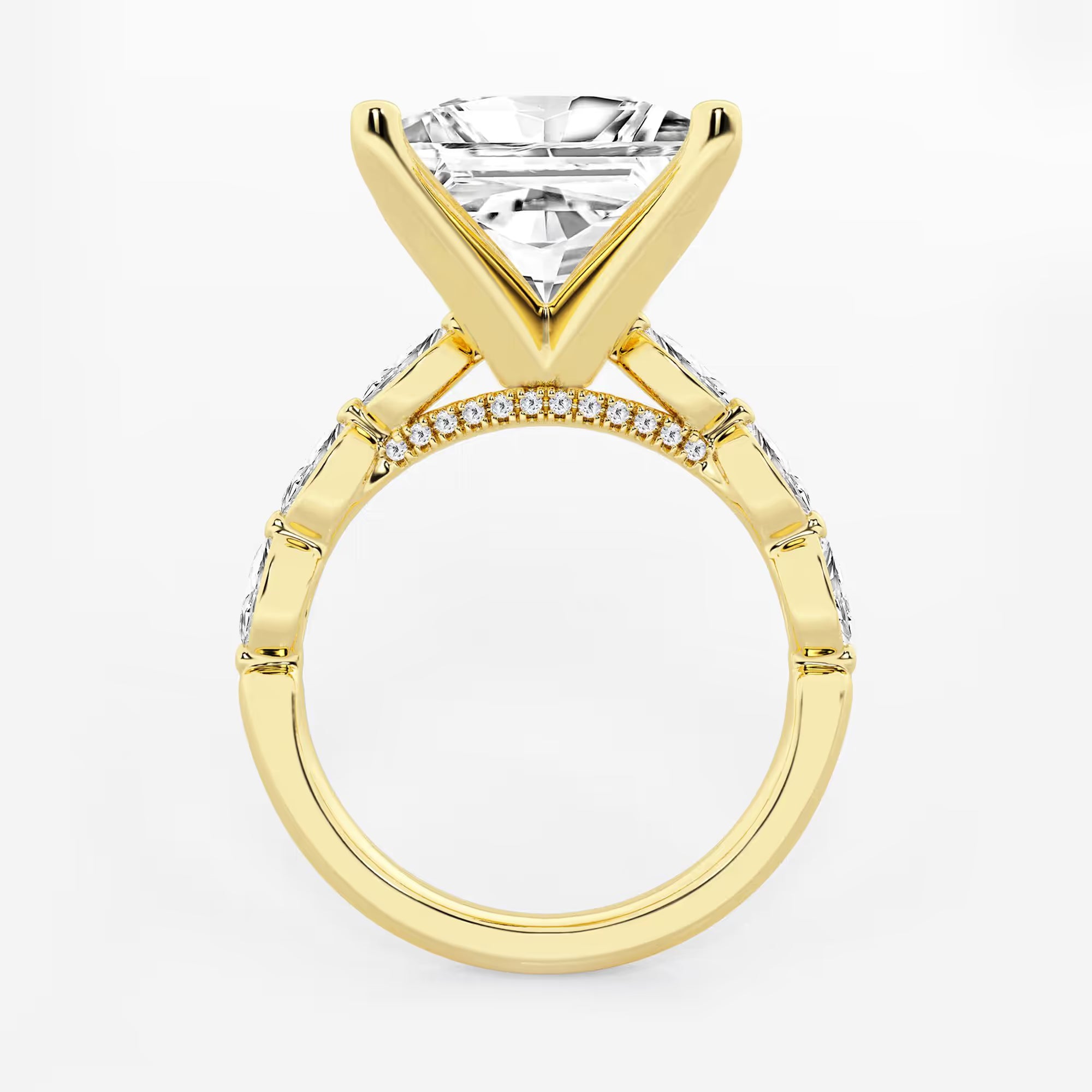 Princess Cut Lab Diamond Engagement Ring | Floating Round Diamond Band