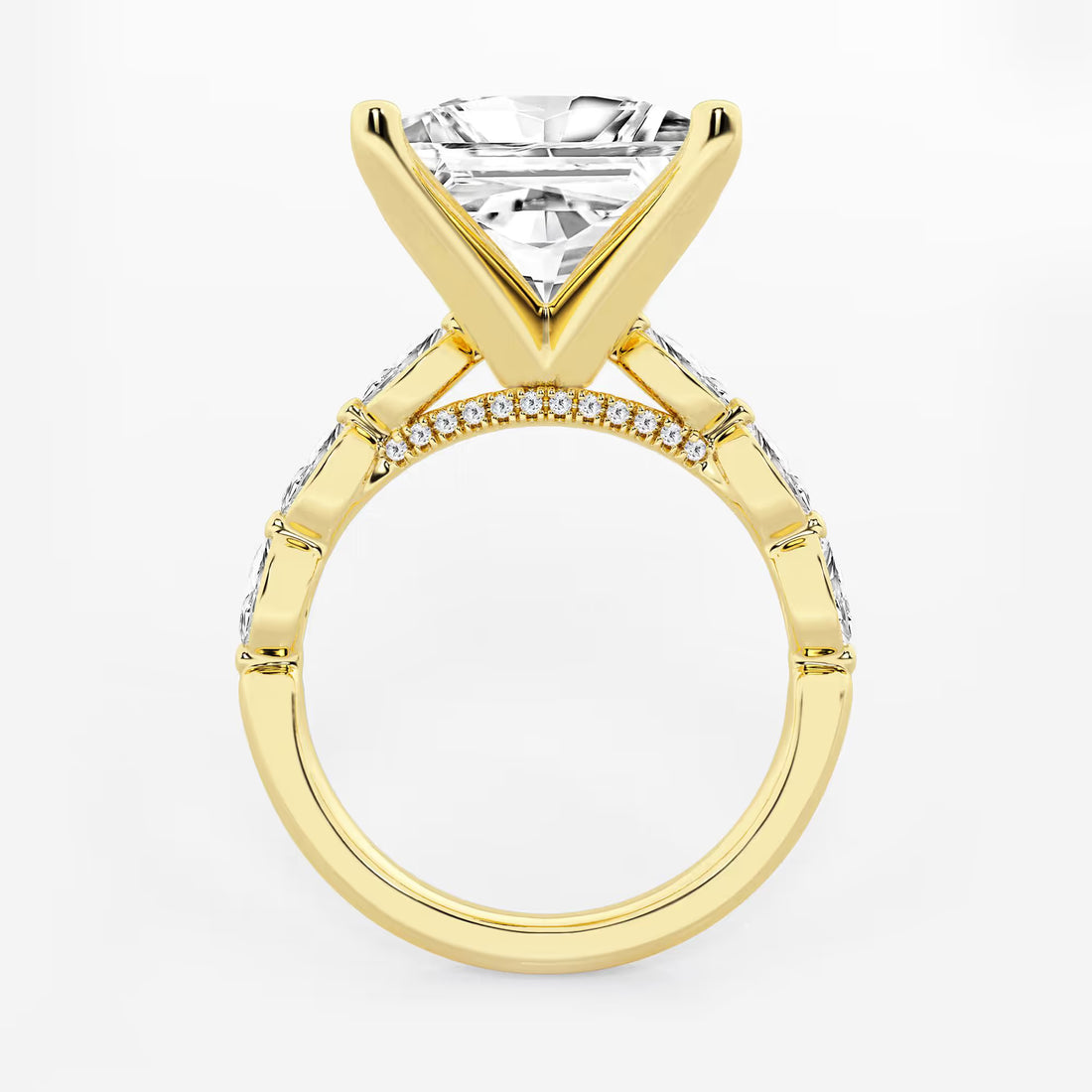 Princess Cut Lab Diamond Engagement Ring | Floating Round Diamond Band