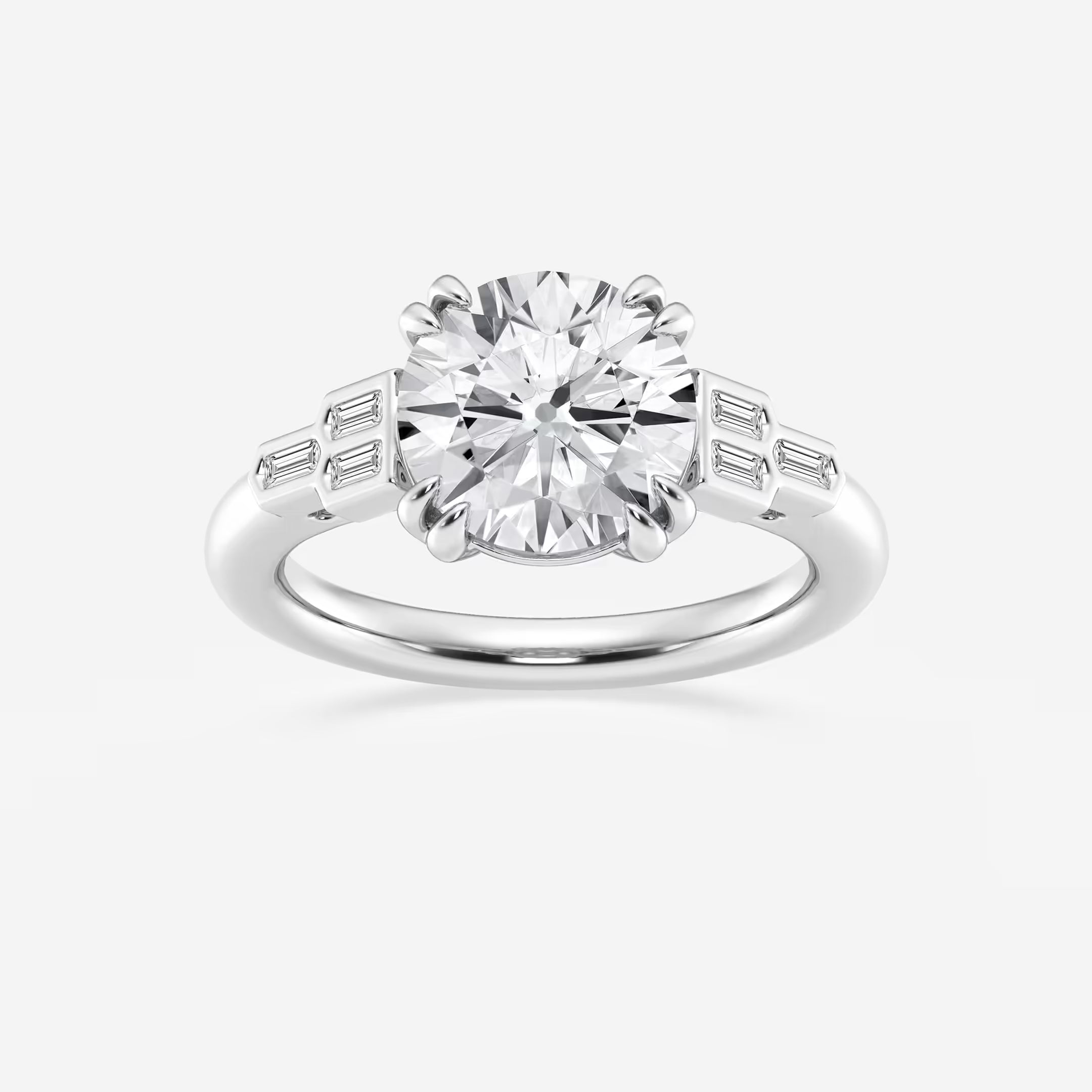 Round Cut Lab Grown Diamond Art Deco Engagement Ring