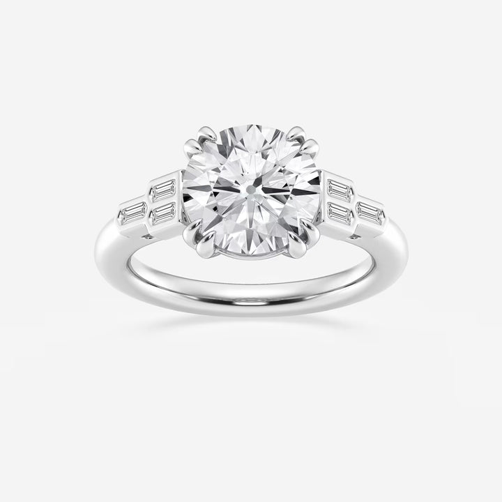 Round Cut Lab Grown Diamond Art Deco Engagement Ring