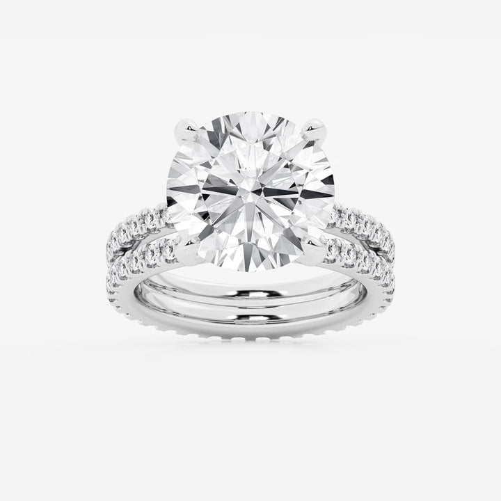 Pavé Eternity Bridal Set in White Gold with Round Brilliant Center Stone