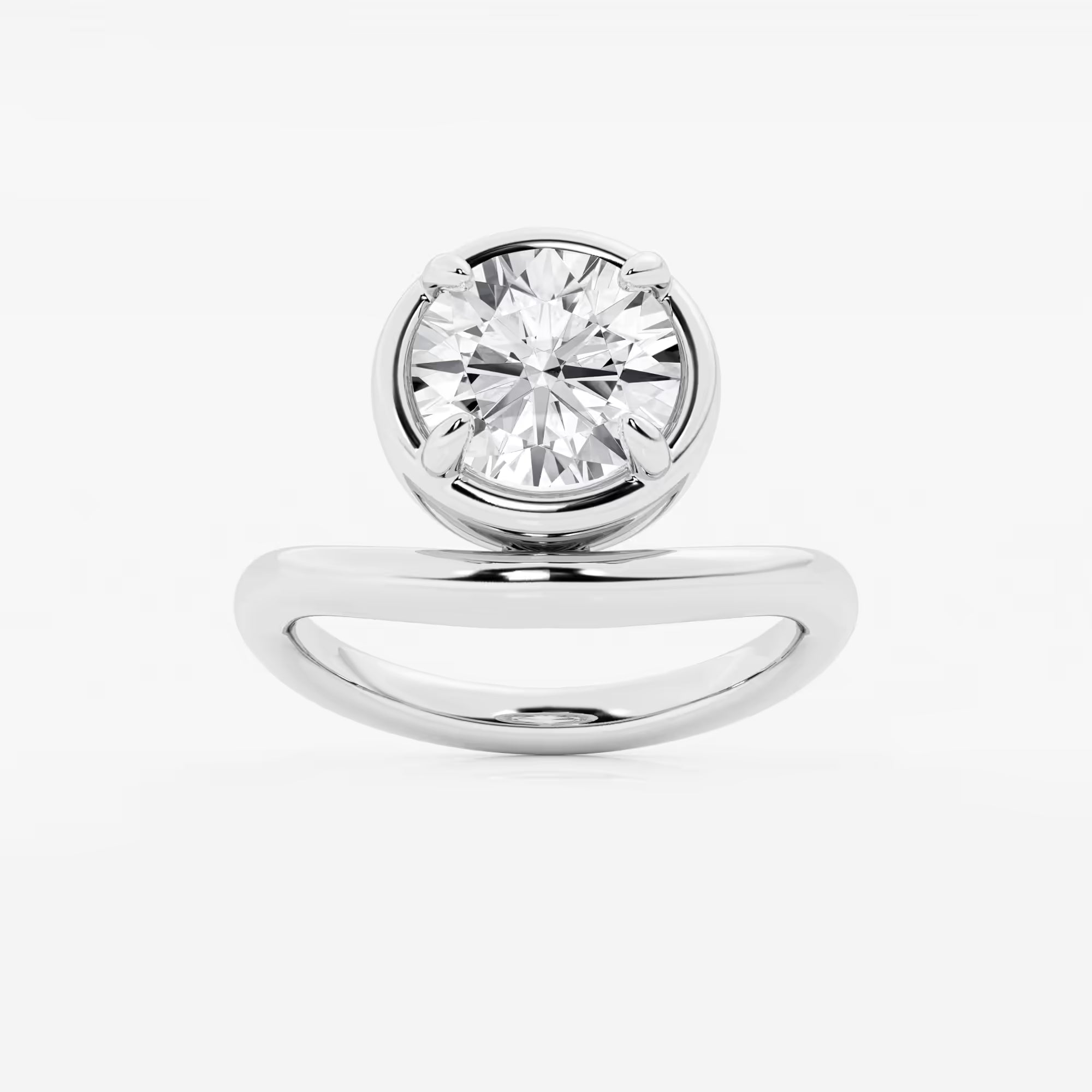 Round Cut Lab Grown Diamond Floating Solitaire Engagement Ring