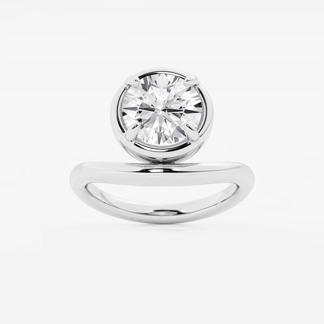 Round Cut Lab Grown Diamond Floating Solitaire Engagement Ring