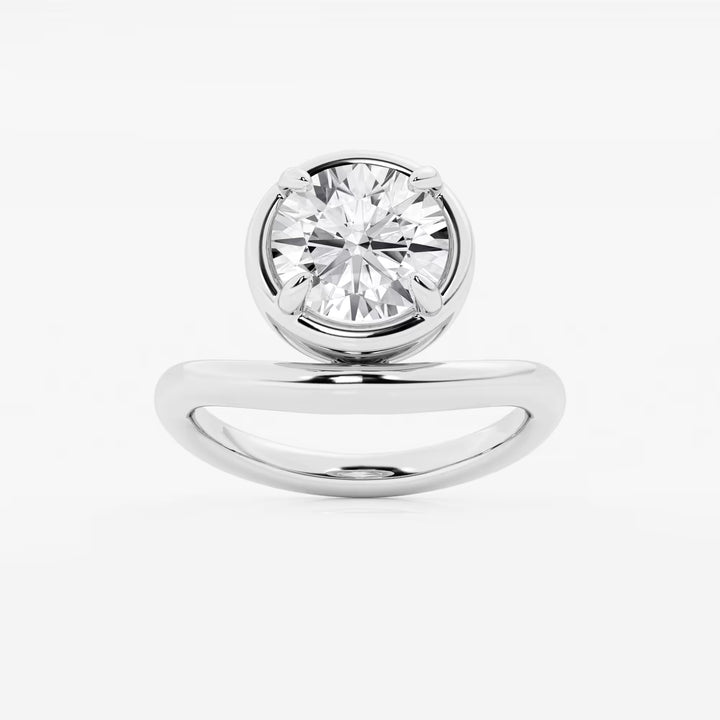 Round Cut Lab Grown Diamond Floating Solitaire Engagement Ring