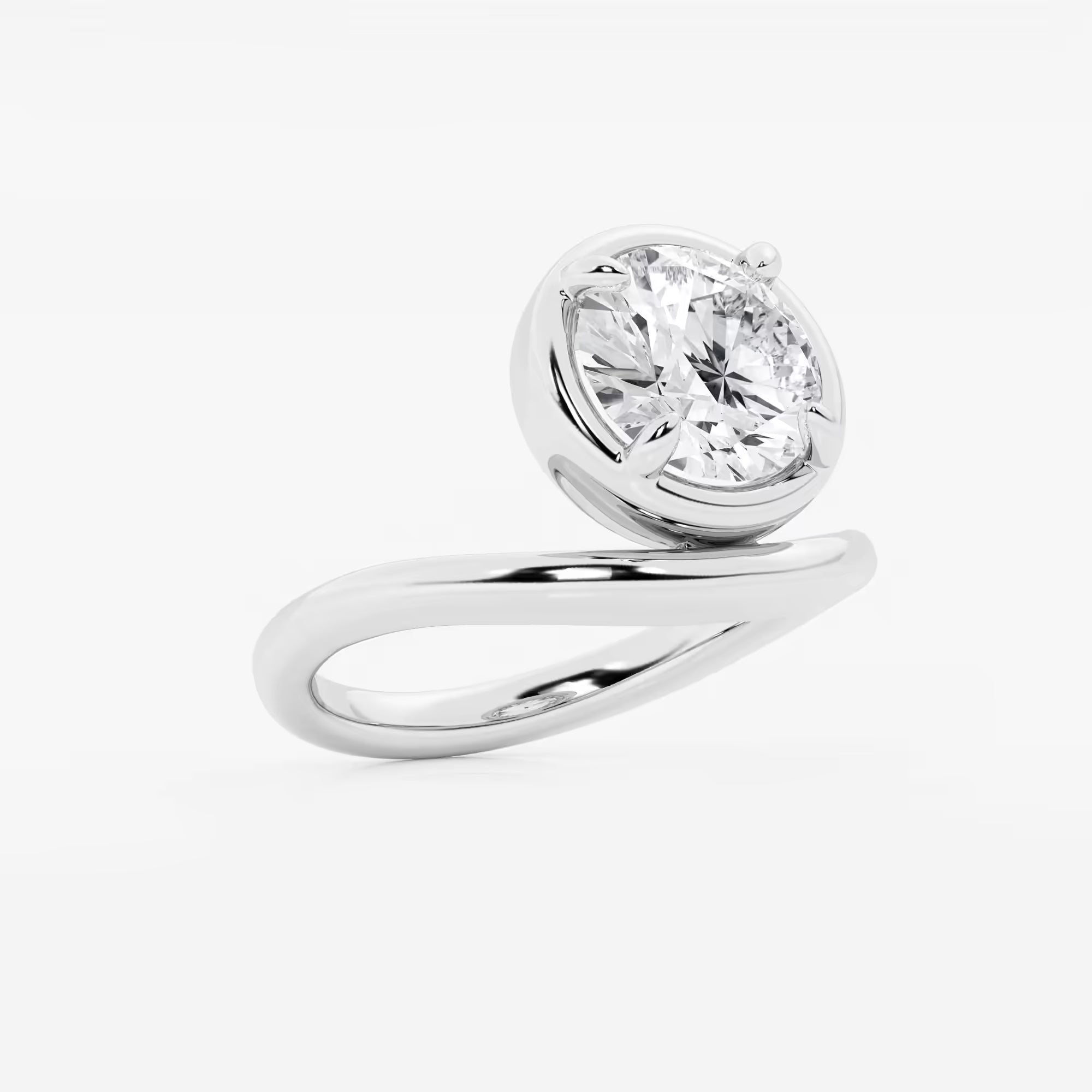 Round Cut Lab Grown Diamond Floating Solitaire Engagement Ring