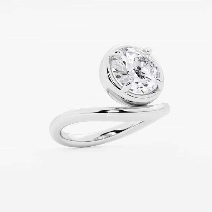 Round Cut Lab Grown Diamond Floating Solitaire Engagement Ring