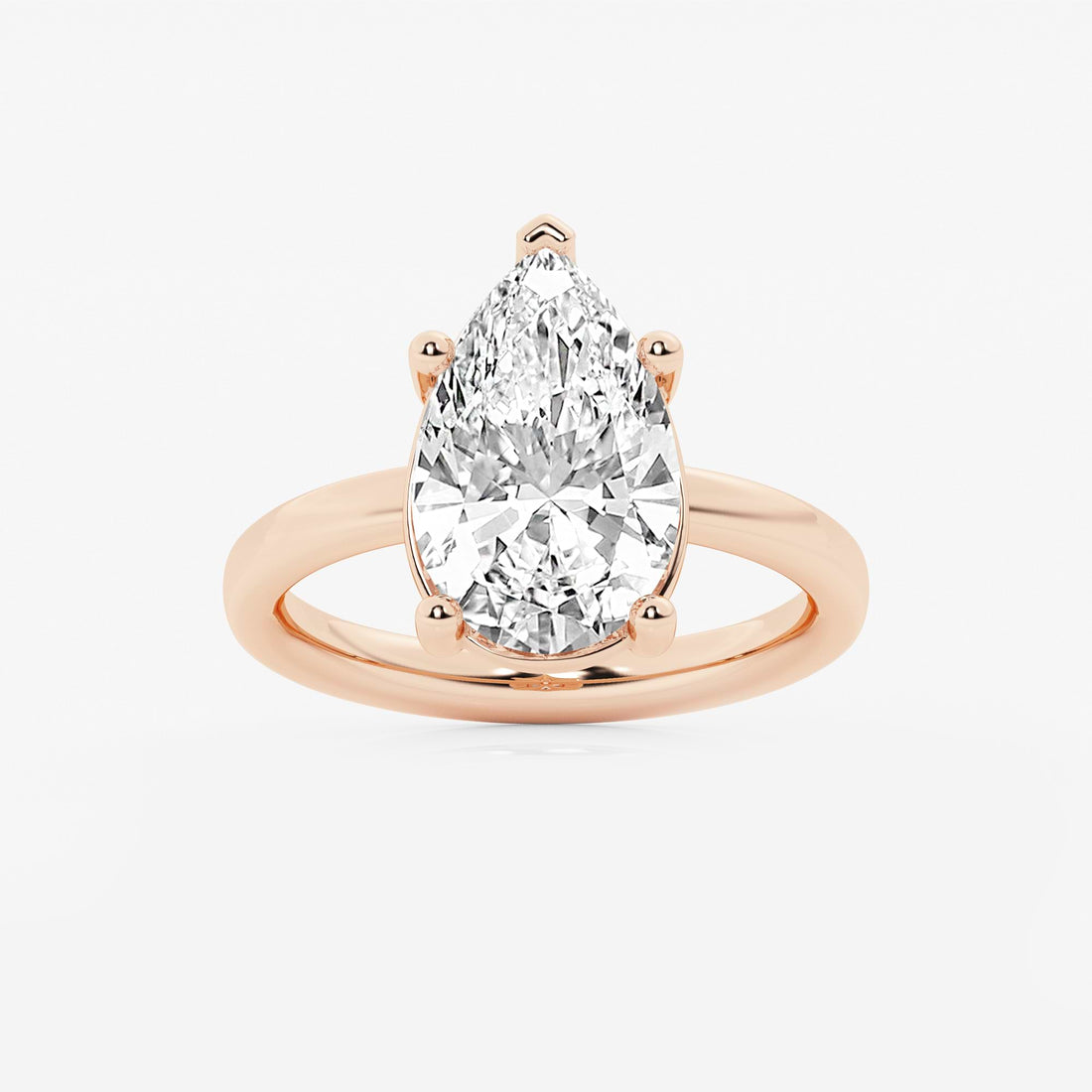 Pear Cut Lab Grown Diamond Engagement Ring, Low Profile Basket Setting Pear Shape Diamond Ring
