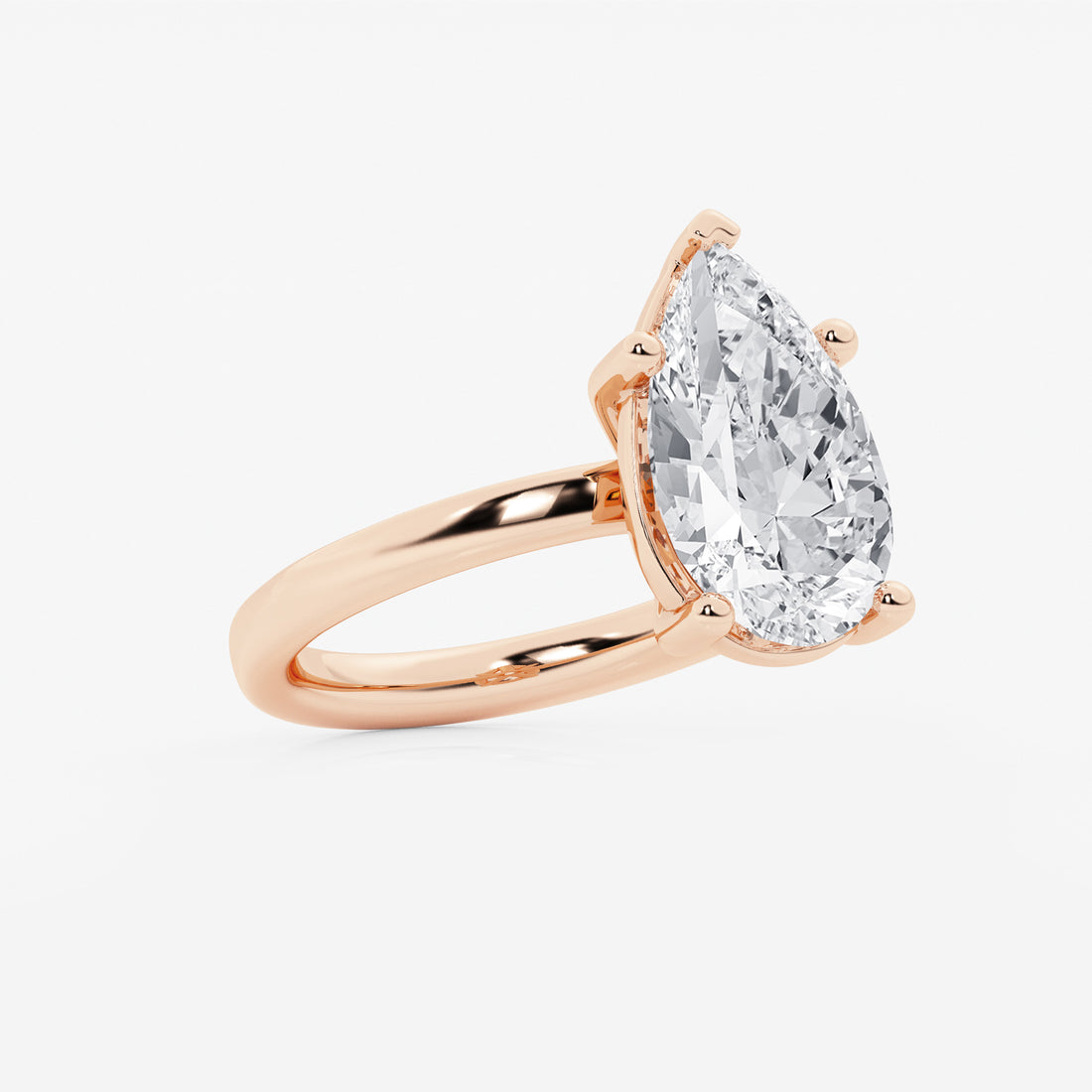 Pear Cut Lab Grown Diamond Engagement Ring, Low Profile Basket Setting Pear Shape Diamond Ring
