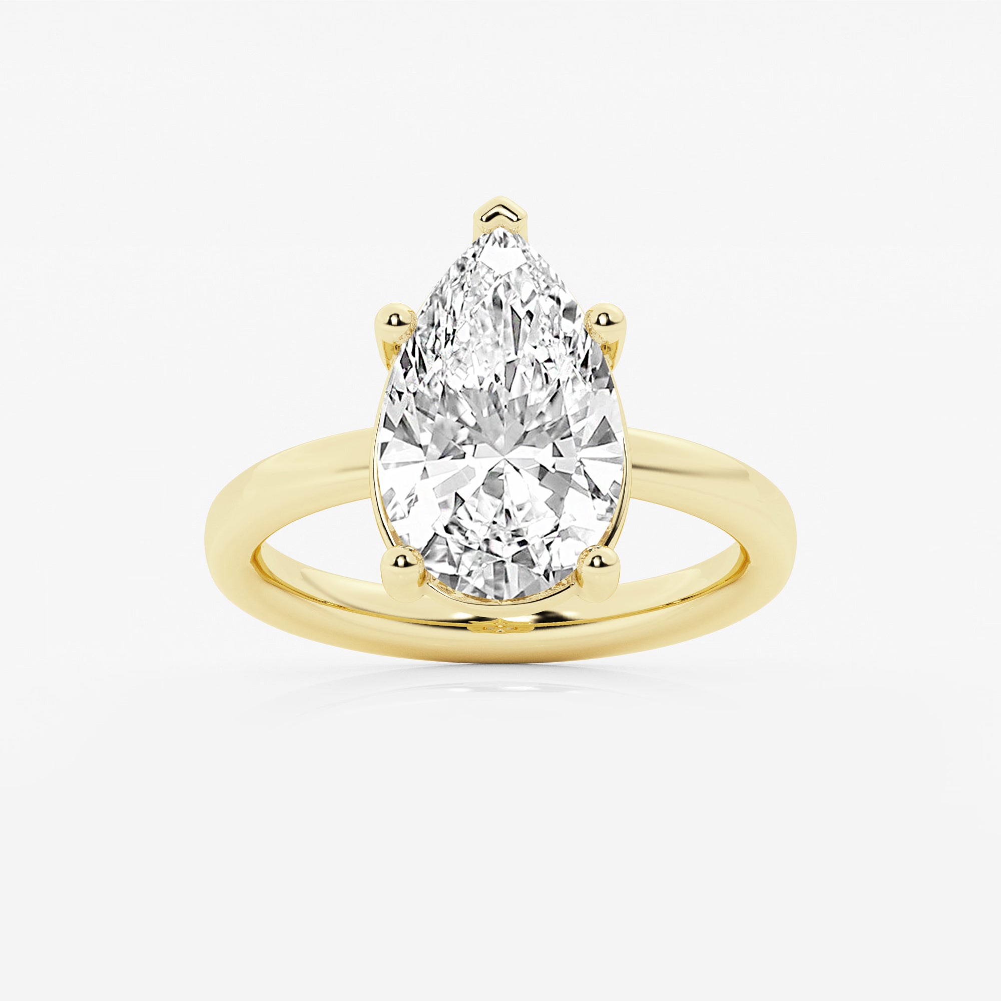 Pear Cut Lab Grown Diamond Engagement Ring, Low Profile Basket Setting Pear Shape Diamond Ring