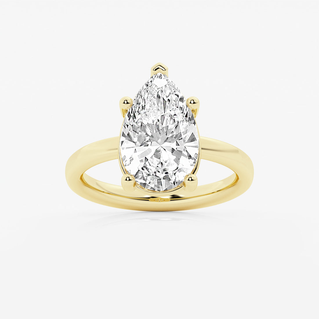 Pear Cut Lab Grown Diamond Engagement Ring, Low Profile Basket Setting Pear Shape Diamond Ring