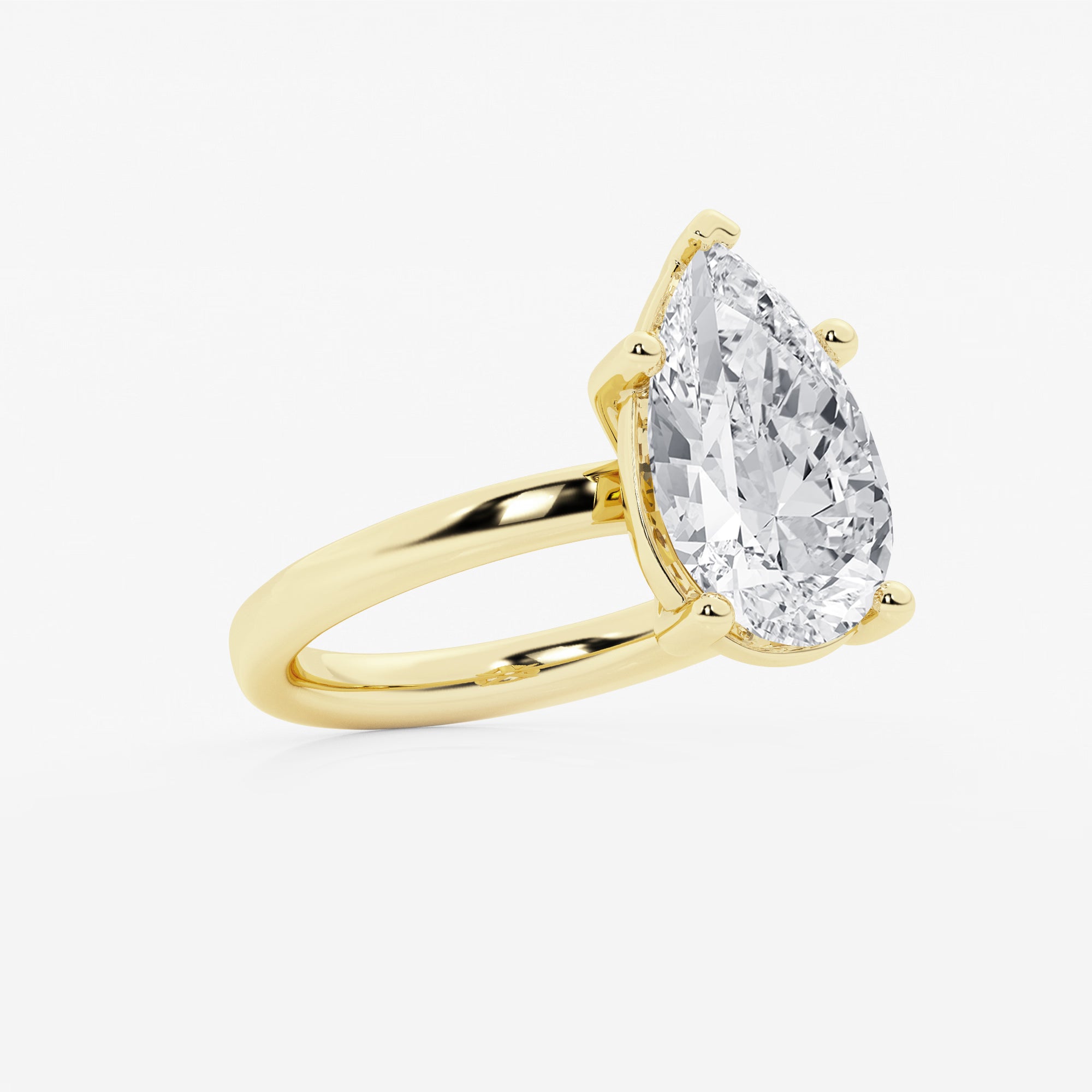 Pear Cut Lab Grown Diamond Engagement Ring, Low Profile Basket Setting Pear Shape Diamond Ring