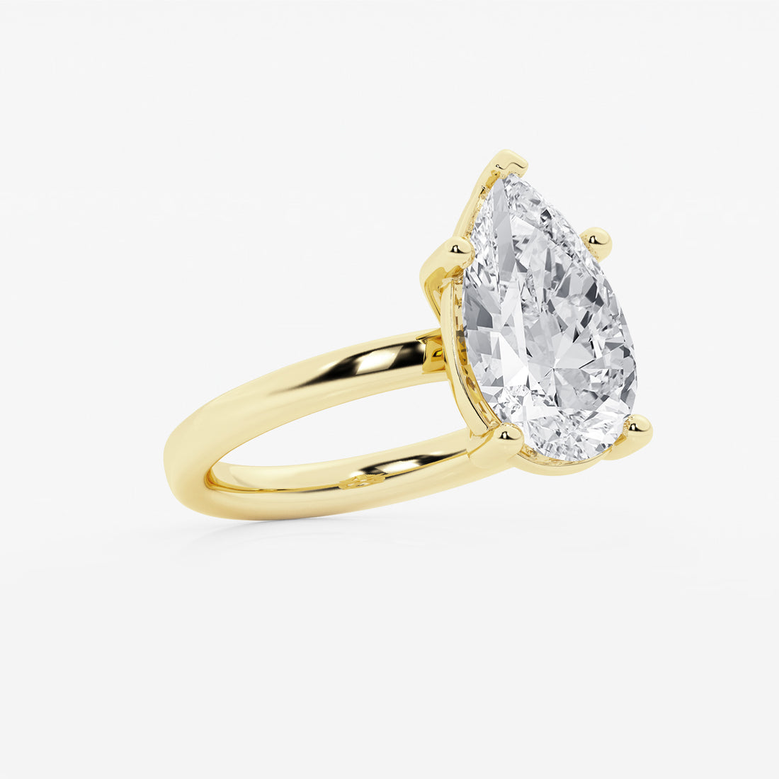 Pear Cut Lab Grown Diamond Engagement Ring, Low Profile Basket Setting Pear Shape Diamond Ring