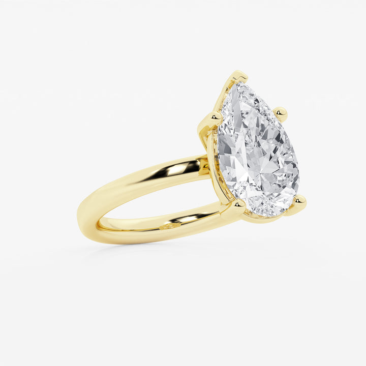 Pear Cut Lab Grown Diamond Engagement Ring, Low Profile Basket Setting Pear Shape Diamond Ring