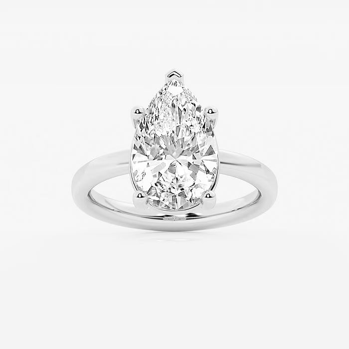 Pear Cut Lab Grown Diamond Engagement Ring, Low Profile Basket Setting Pear Shape Diamond Ring