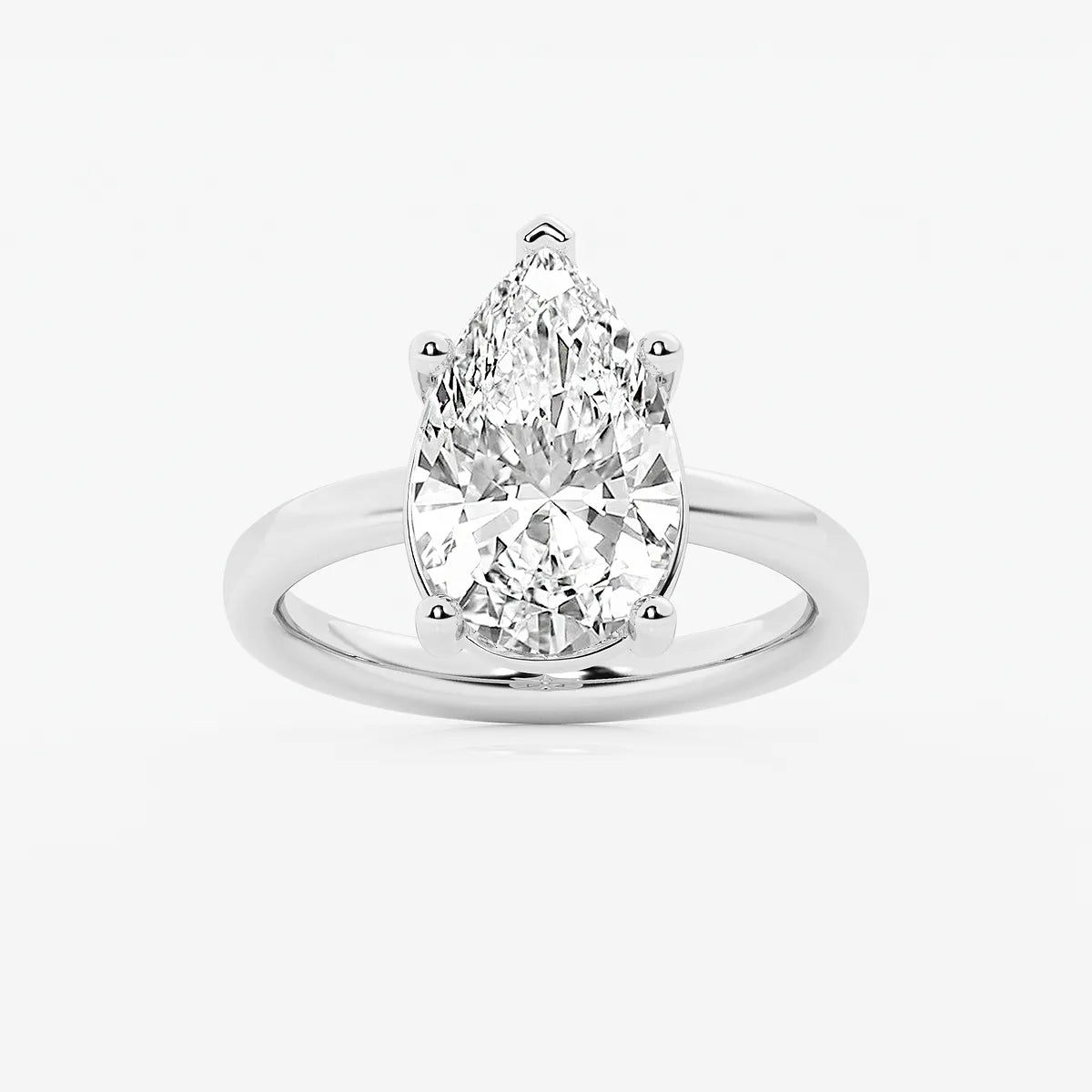 Pear Cut Lab Grown Diamond Engagement Ring, Low Profile Basket Setting Pear Shape Diamond Ring