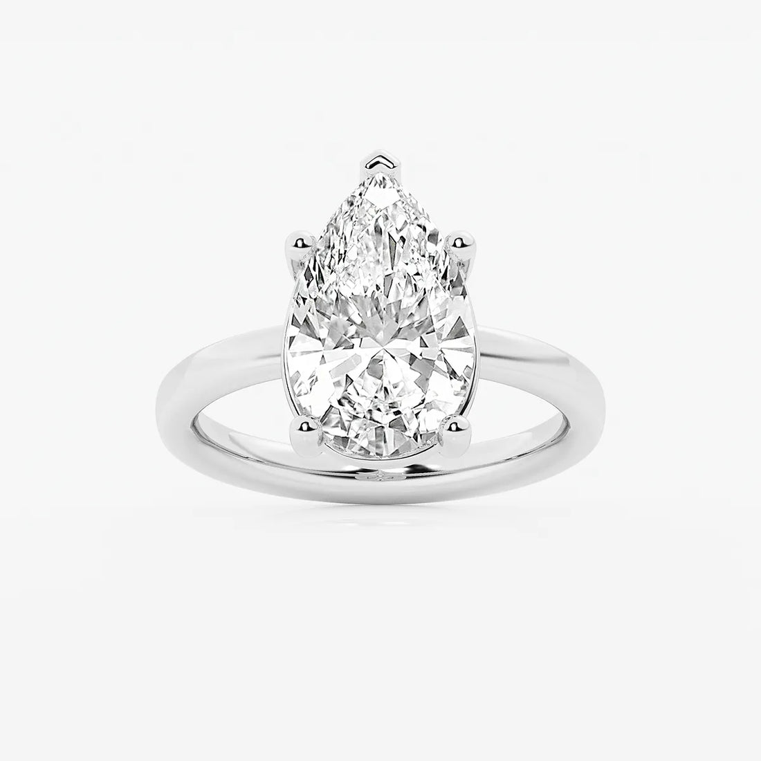 Pear Cut Lab Grown Diamond Engagement Ring, Low Profile Basket Setting Pear Shape Diamond Ring