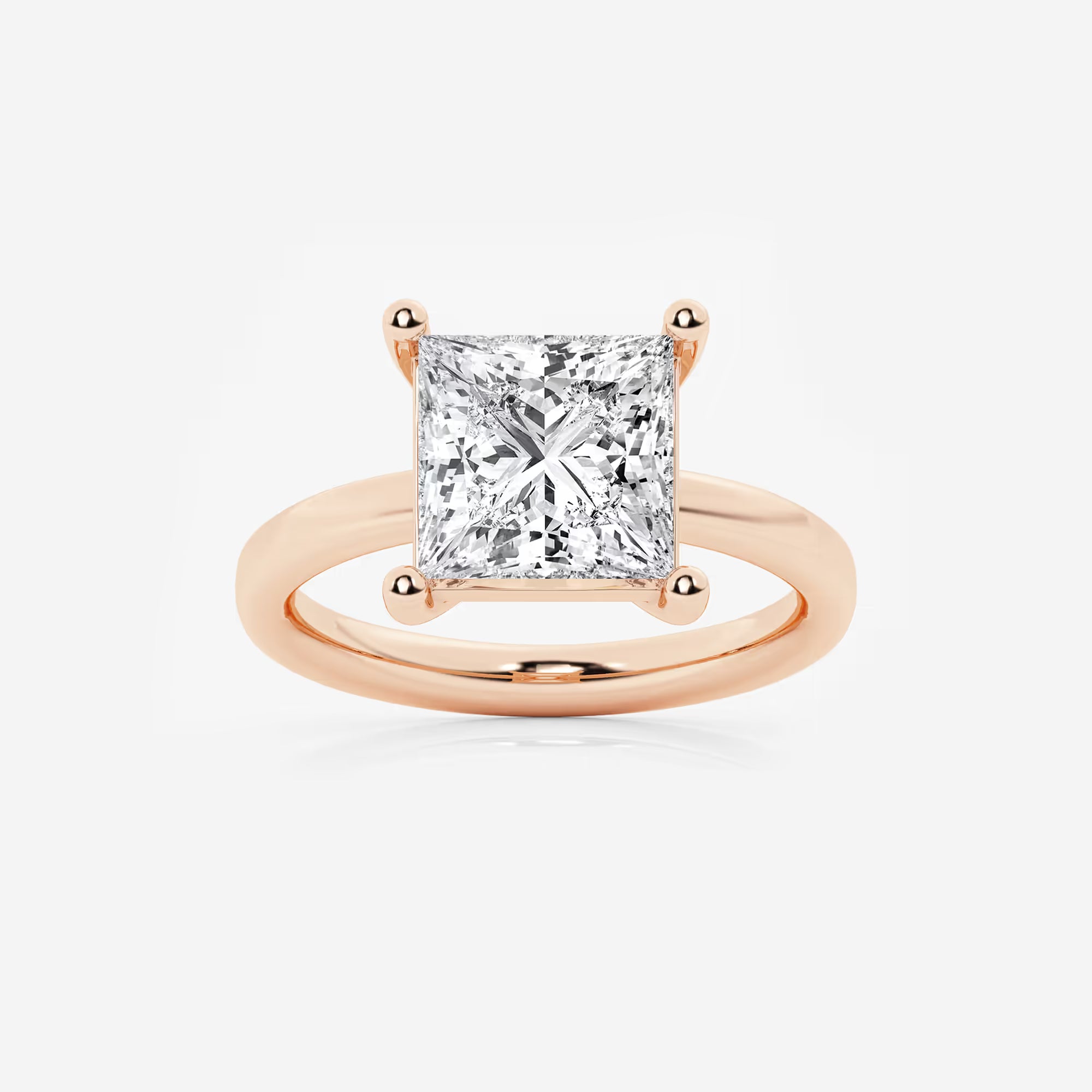 Princess Cut Lab Diamond Solitaire Engagement Ring  Classic Plain Band