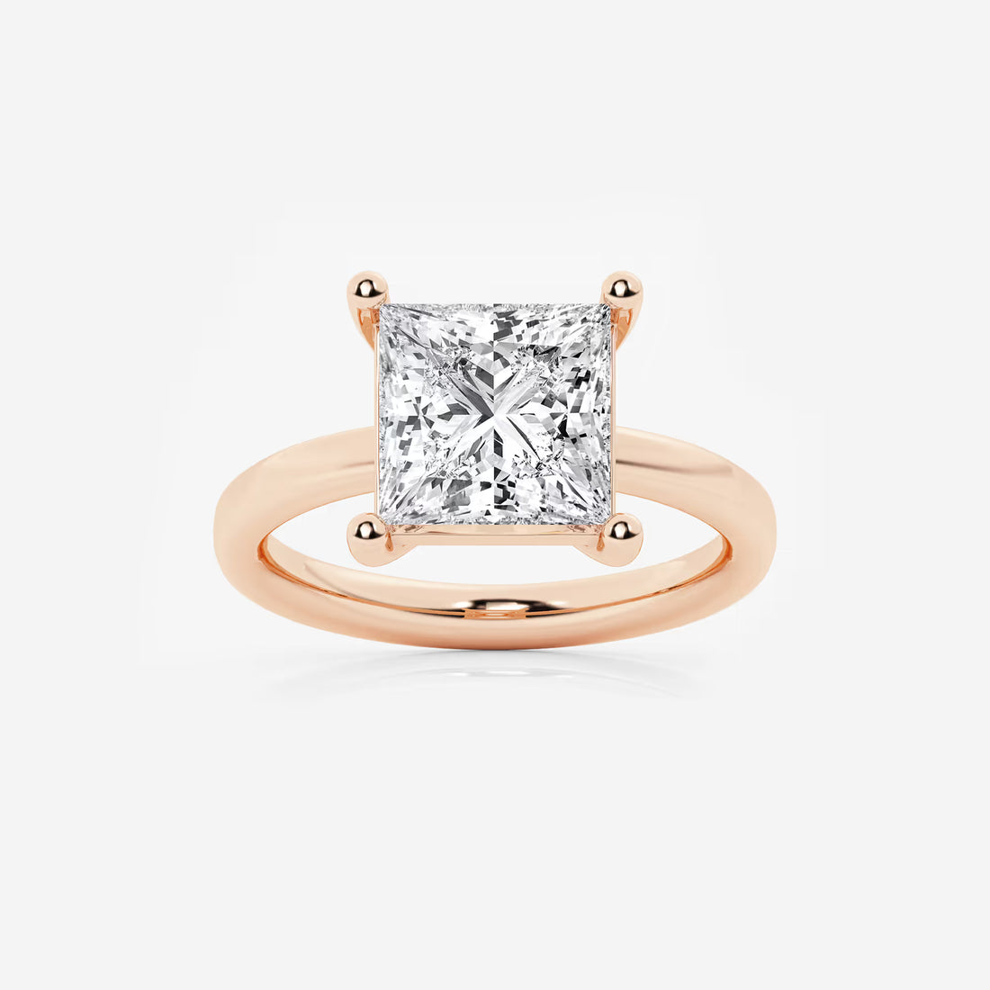 Princess Cut Lab Diamond Solitaire Engagement Ring  Classic Plain Band