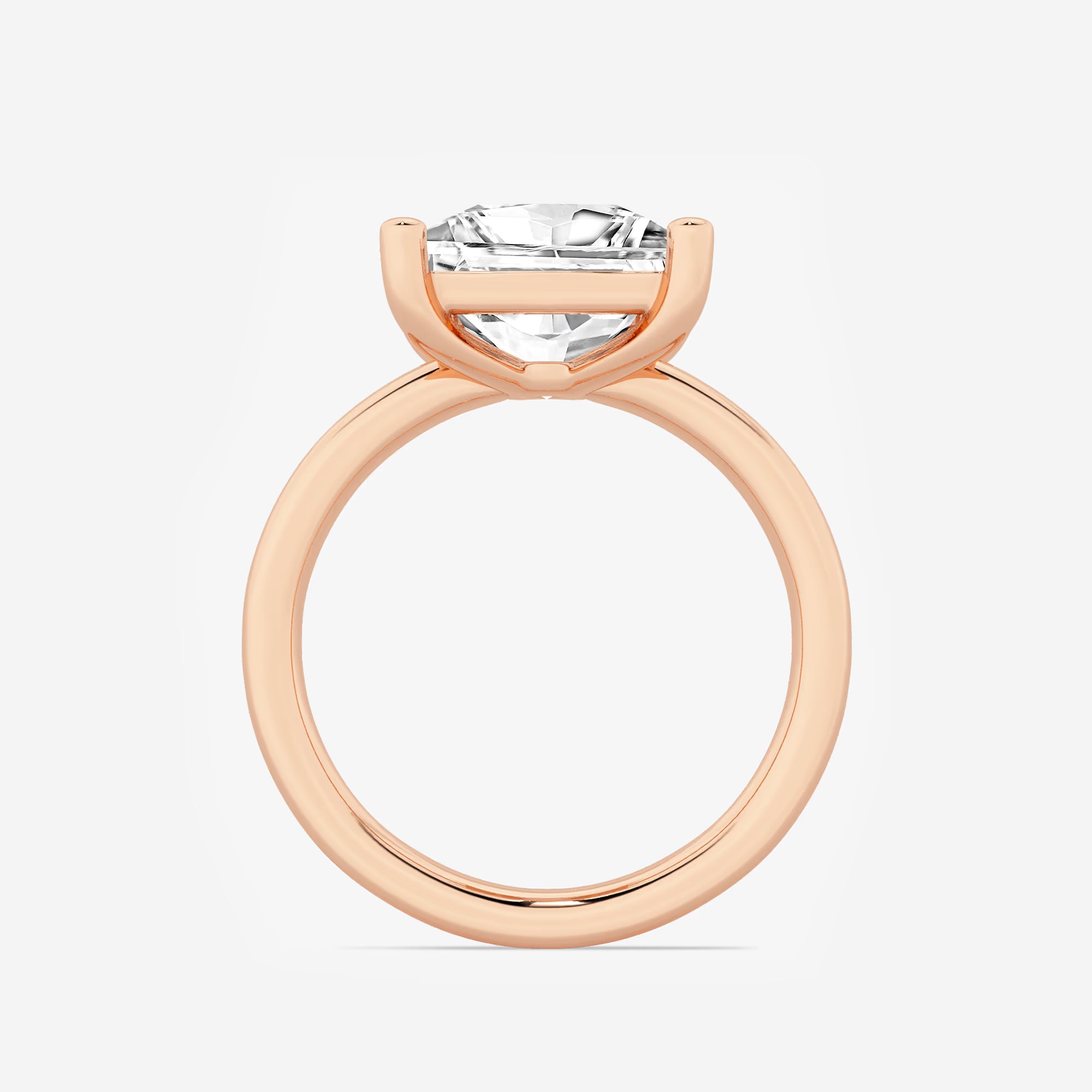 Princess Cut Lab Diamond Solitaire Engagement Ring  Classic Plain Band