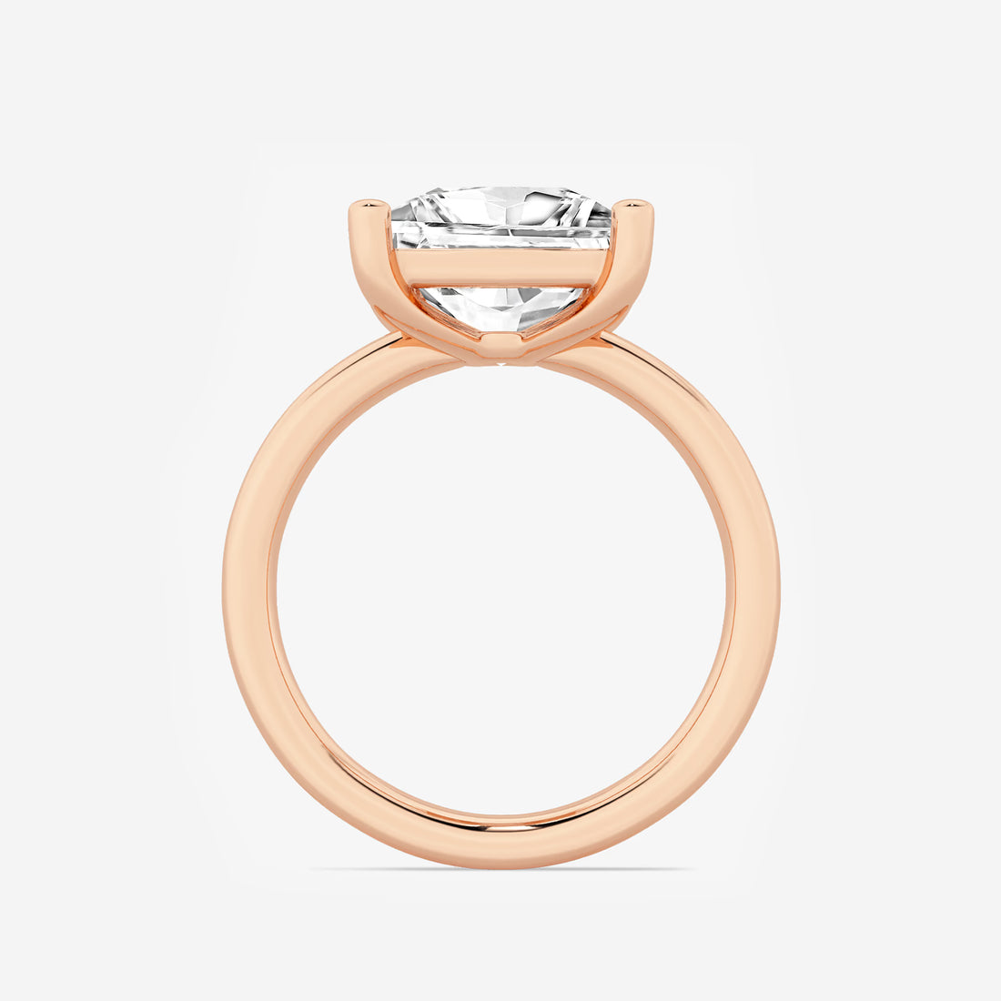 Princess Cut Lab Diamond Solitaire Engagement Ring  Classic Plain Band