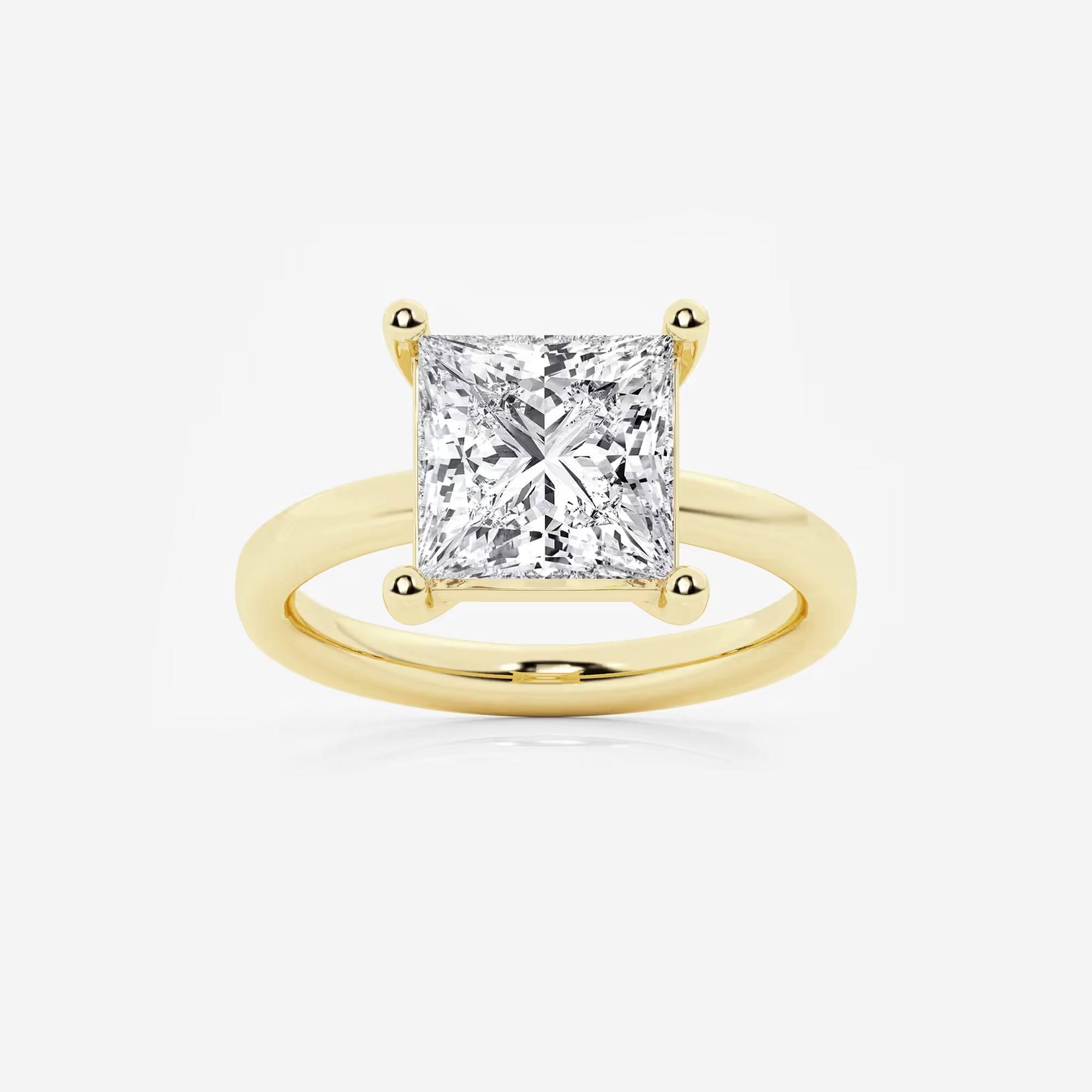 Princess Cut Lab Diamond Solitaire Engagement Ring  Classic Plain Band