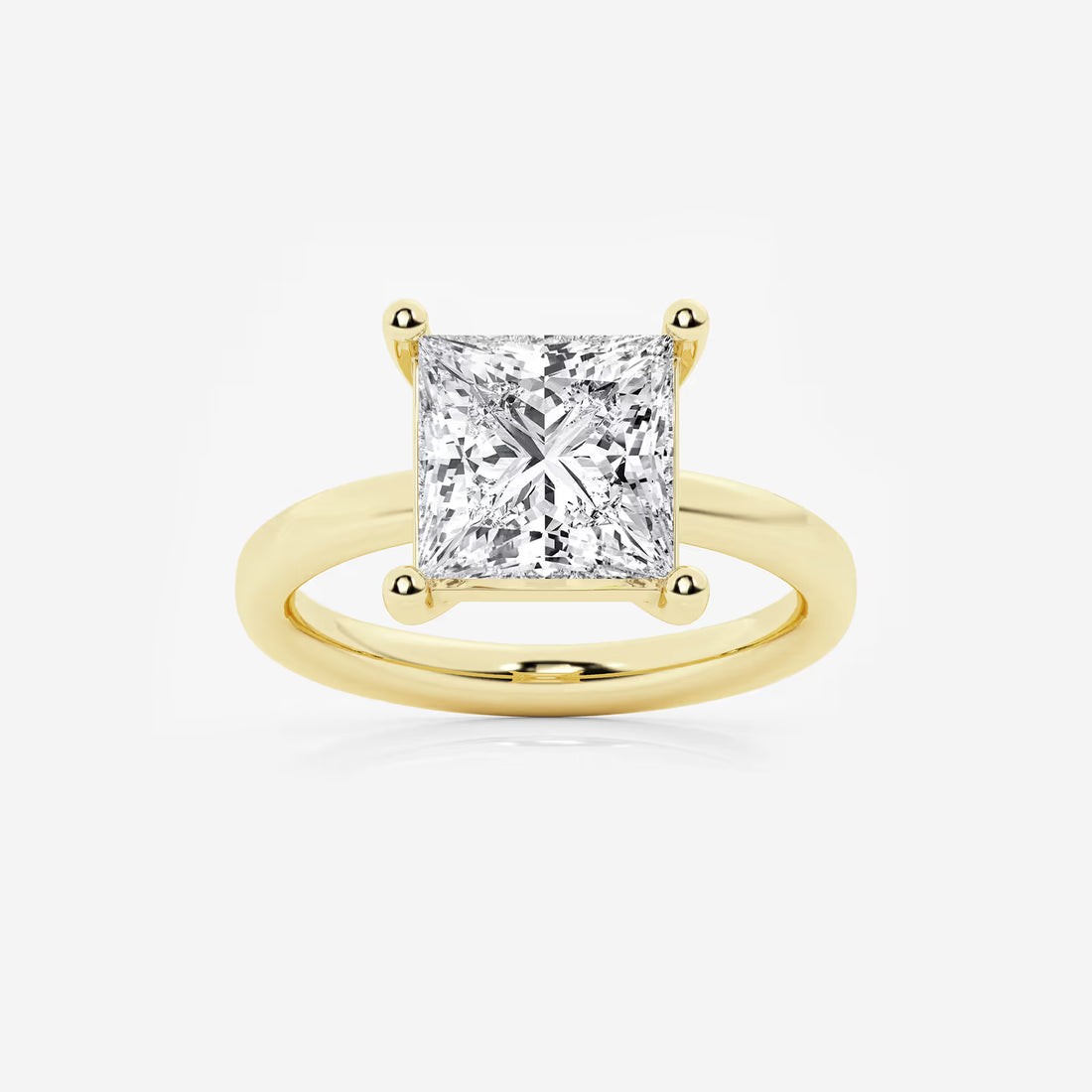 Princess Cut Lab Diamond Solitaire Engagement Ring  Classic Plain Band