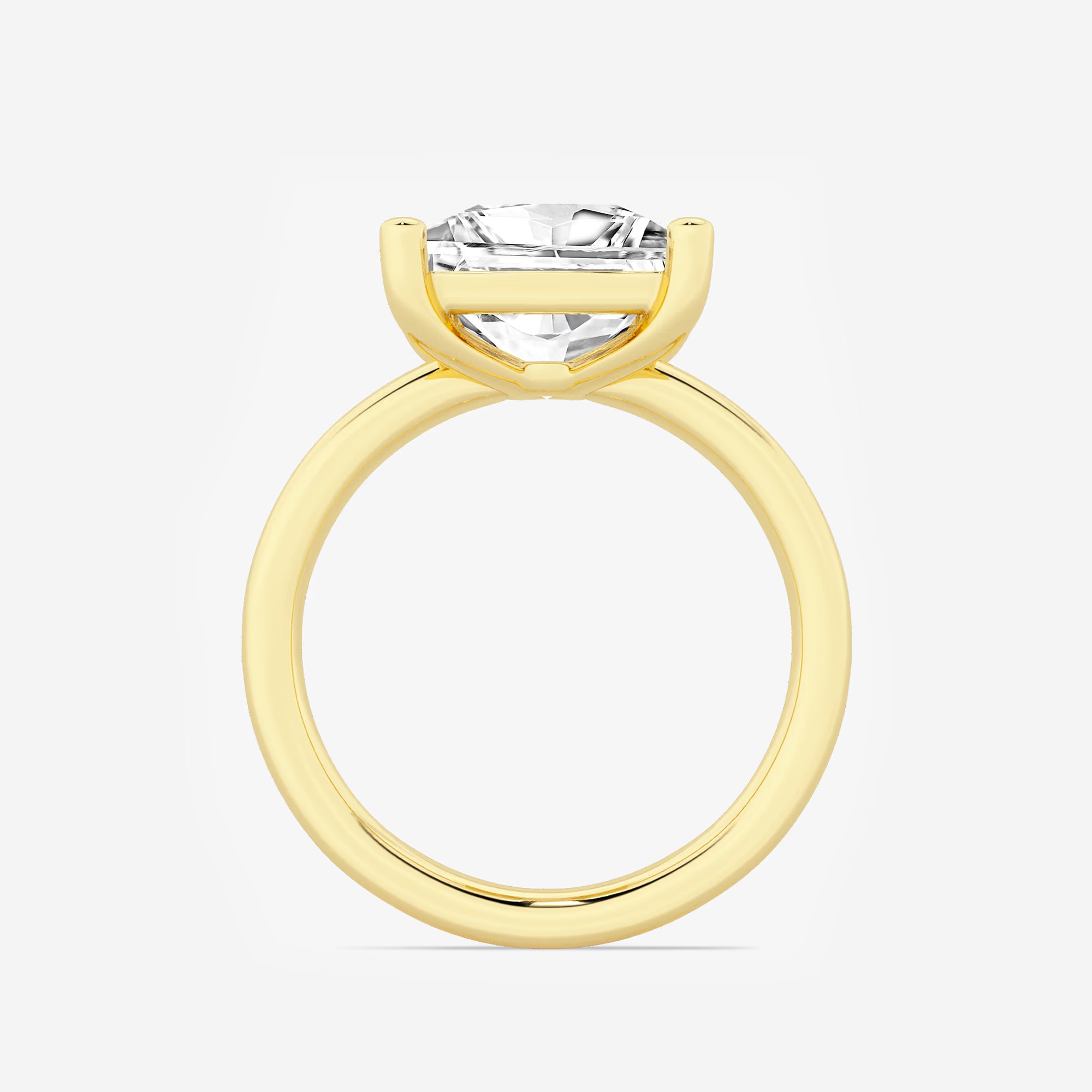 Princess Cut Lab Diamond Solitaire Engagement Ring  Classic Plain Band