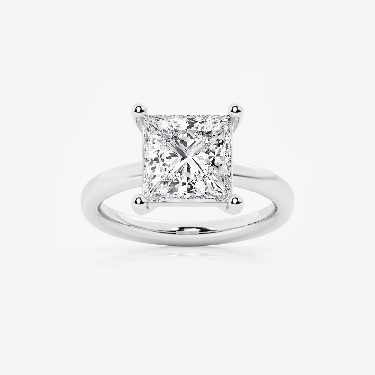 Princess Cut Lab Diamond Solitaire Engagement Ring  Classic Plain Band