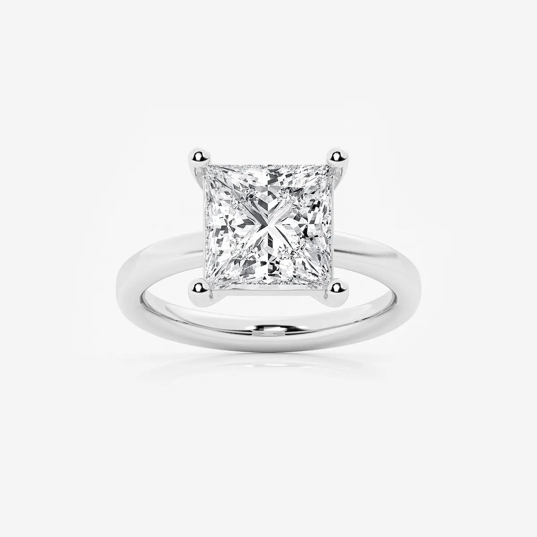 Princess Cut Lab Diamond Solitaire Engagement Ring  Classic Plain Band