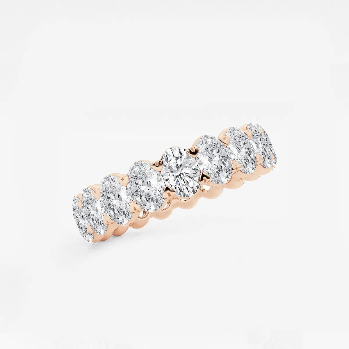 Classic Oval Lab Grown Diamond Eternity Band Ring in Solid Gold