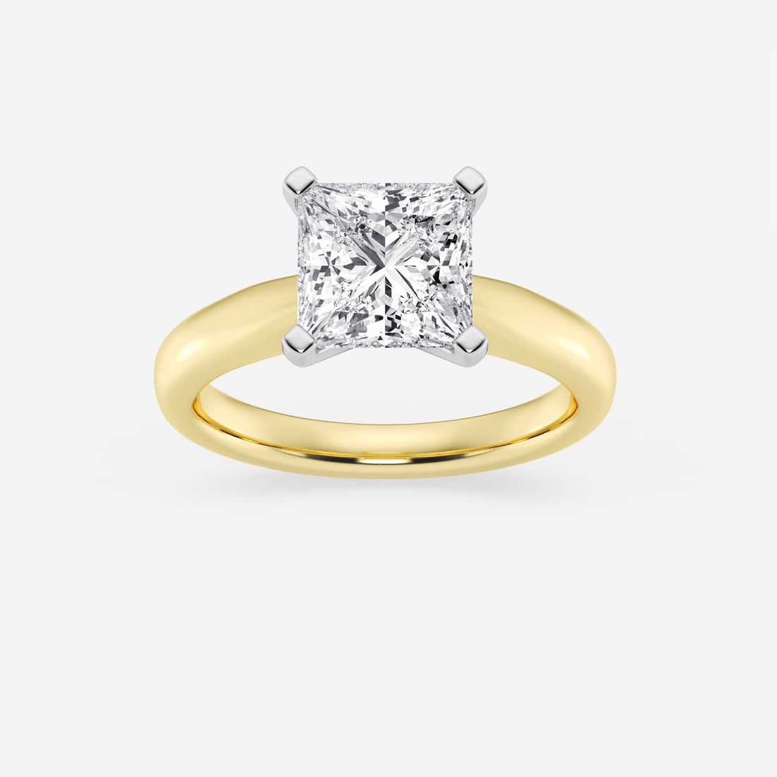 Princess Cut Lab-Grown Diamond Solitaire Engagement Ring in Yellow Gold