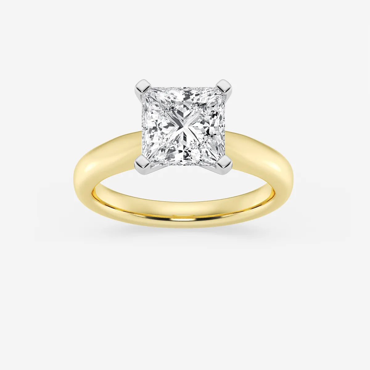 Princess Cut Lab-Grown Diamond Solitaire Engagement Ring in Yellow Gold