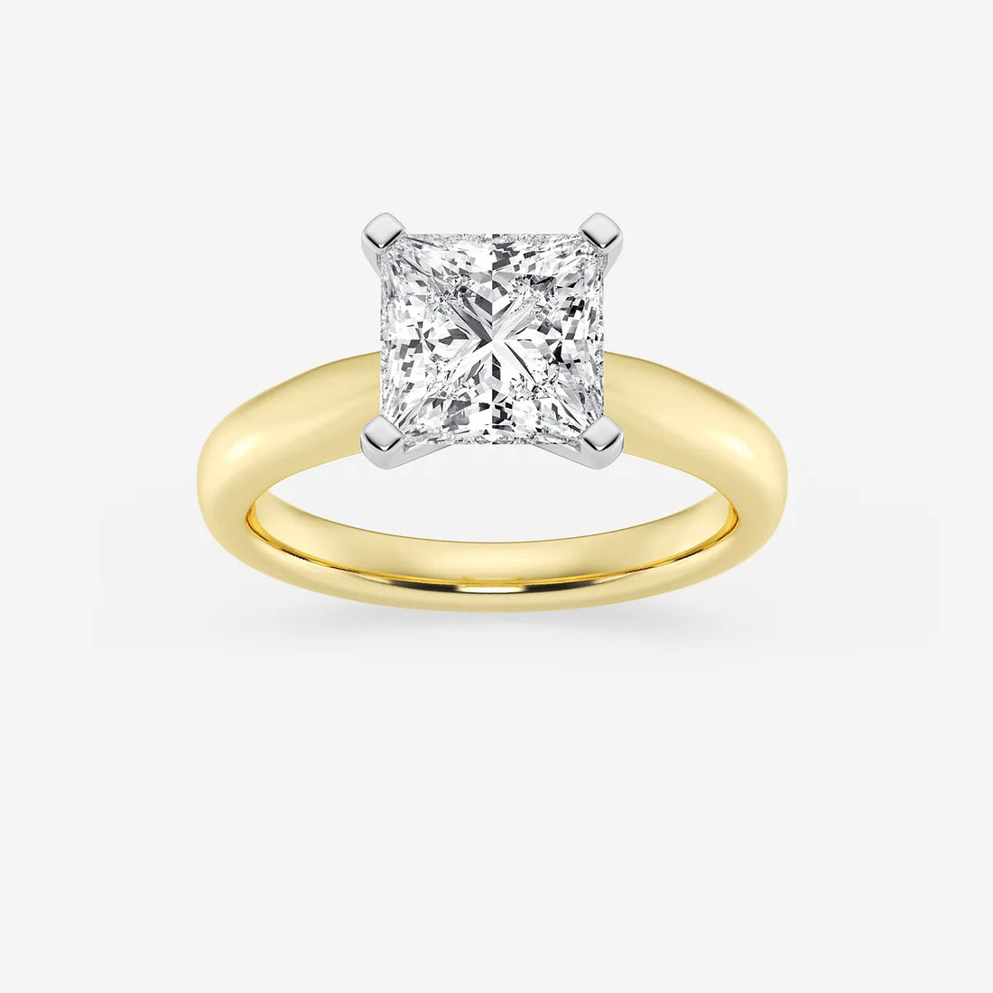 Princess Cut Lab-Grown Diamond Solitaire Engagement Ring in Yellow Gold