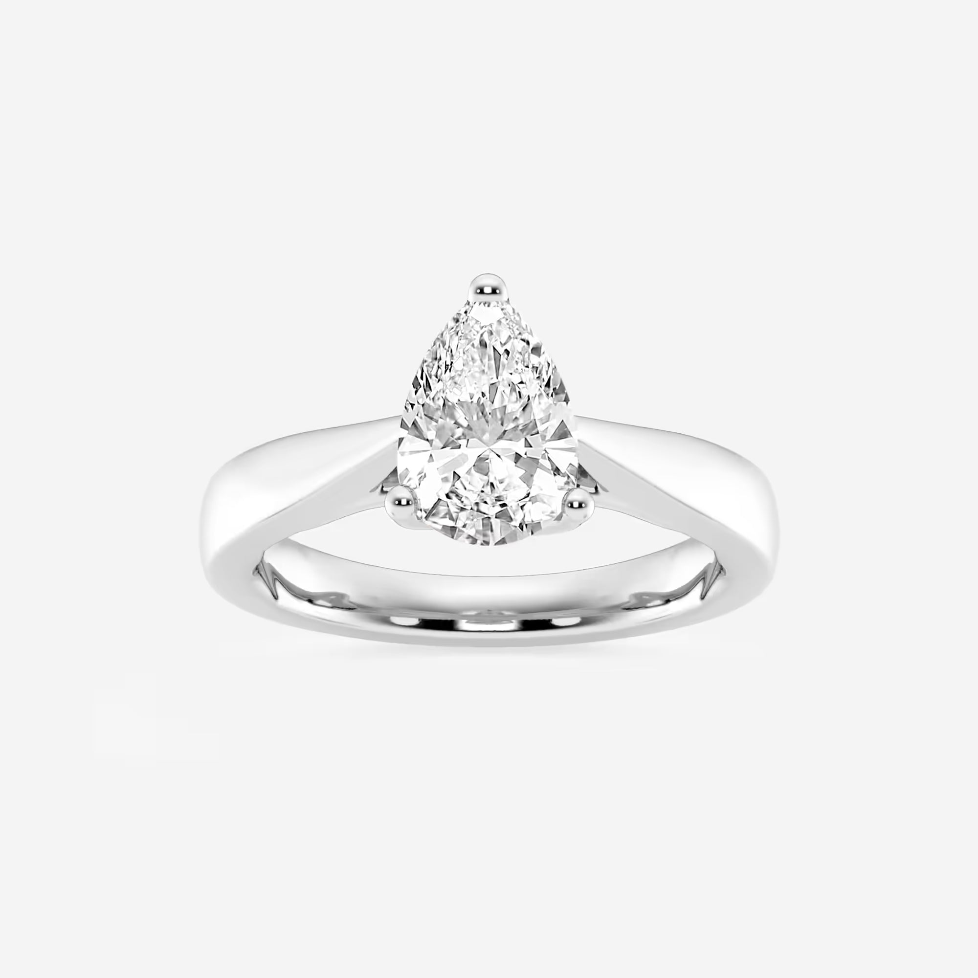 Pear Cut Lab Grown Diamond Engagement Ring, Bypass Solitaire Pear Shape Diamond Ring