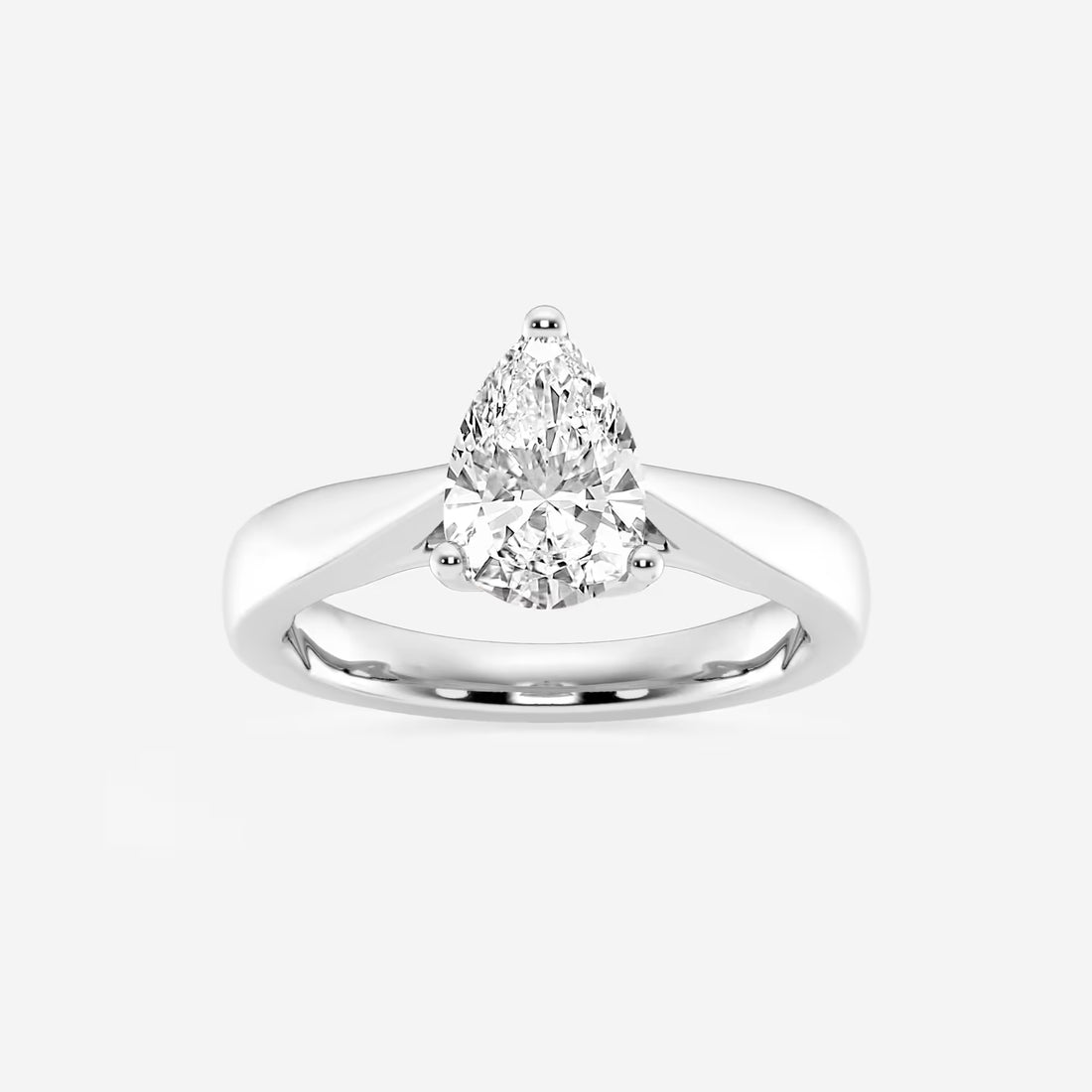 Pear Cut Lab Grown Diamond Engagement Ring, Bypass Solitaire Pear Shape Diamond Ring