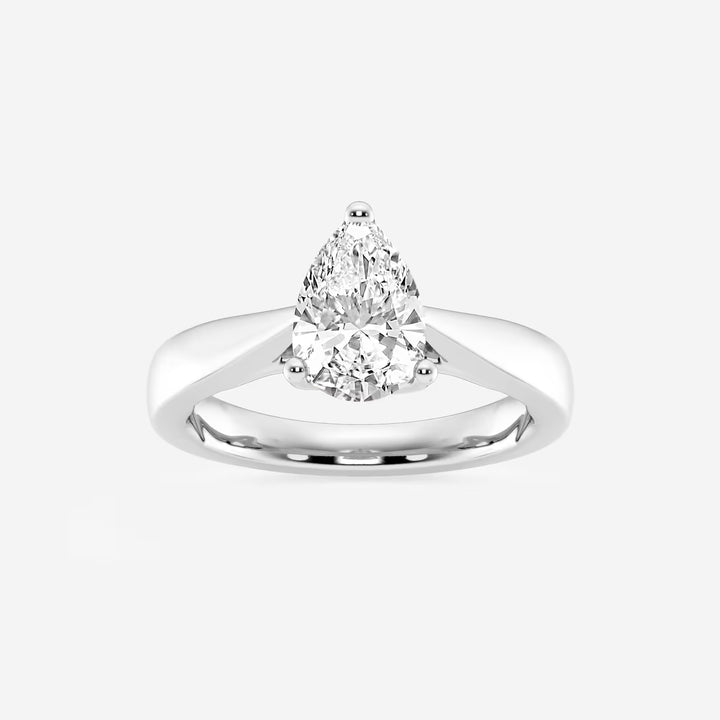 Pear Cut Lab Grown Diamond Engagement Ring, Bypass Solitaire Pear Shape Diamond Ring