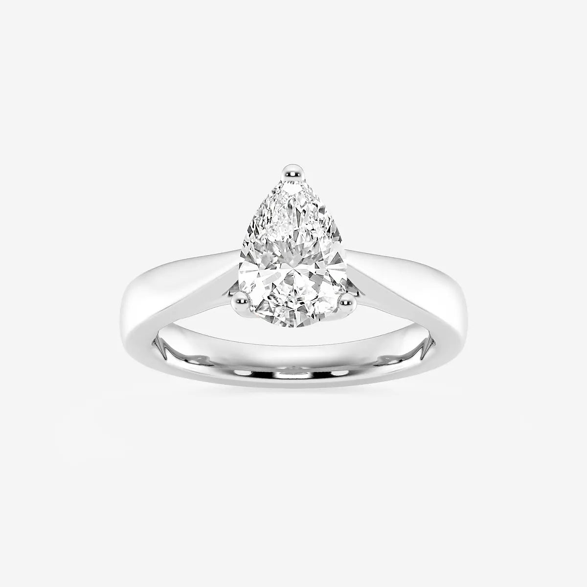 Pear Cut Lab Grown Diamond Engagement Ring, Bypass Solitaire Pear Shape Diamond Ring