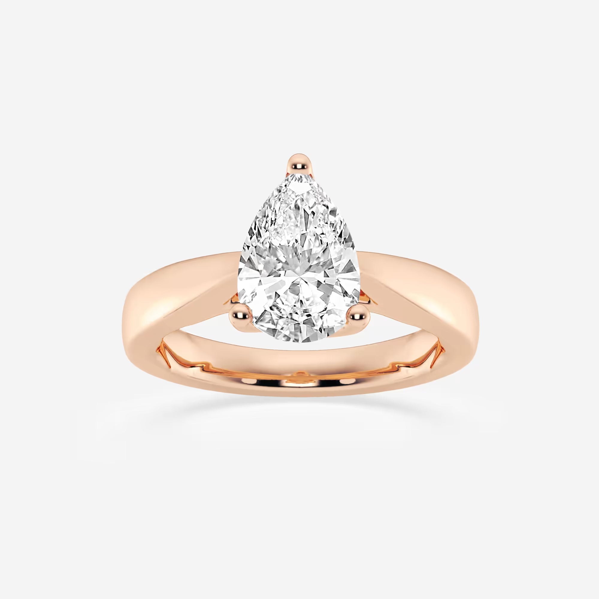 Pear Cut Lab Grown Diamond Engagement Ring, Bypass Solitaire Pear Shape Diamond Ring